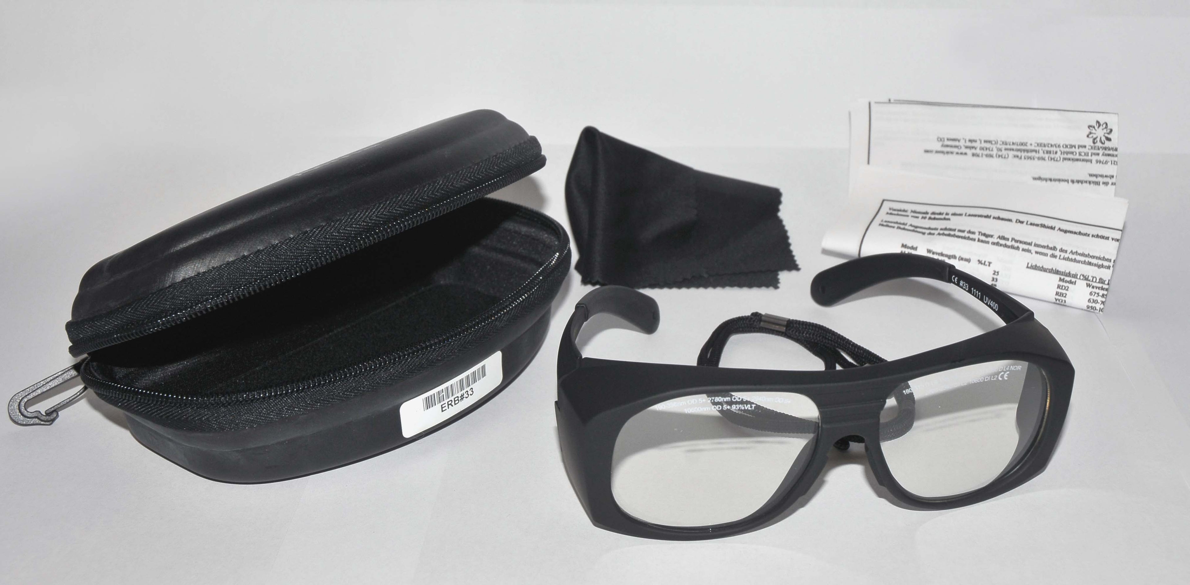 ALMA Laser Clear Safety Glasses UV400 190-398 nm 2940 Erbium CO2 NEW w/Case
