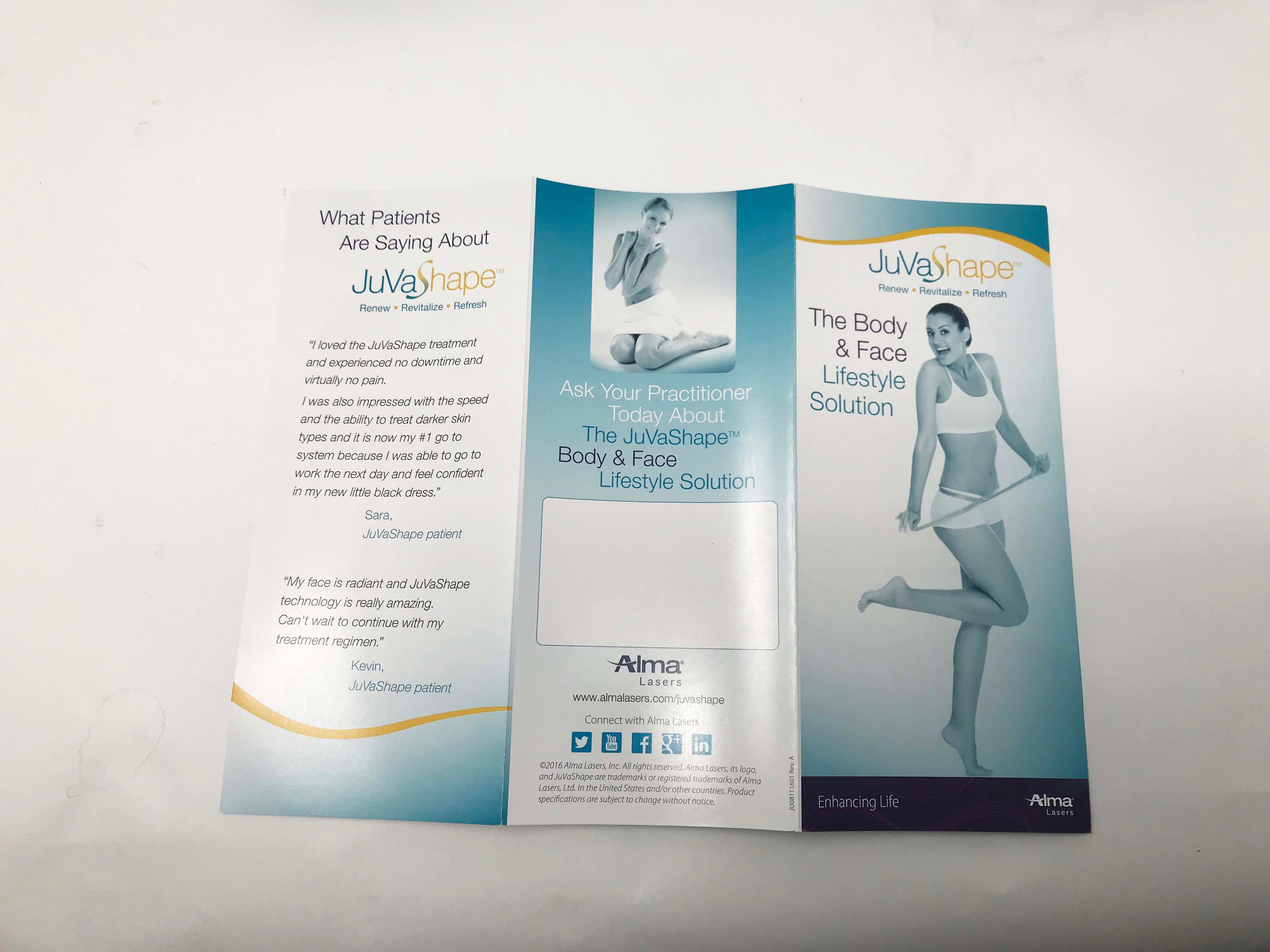 Alma JuvaShape RF Skin Tightening Body & Face Contouring Patient Brochures 110ct