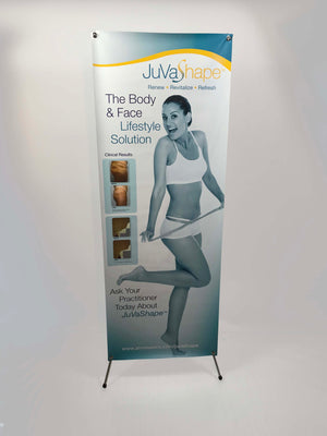 Alma Lasers JuvaShape Procedure Vinyl Marketing Banner & Stand 23x62 Inch