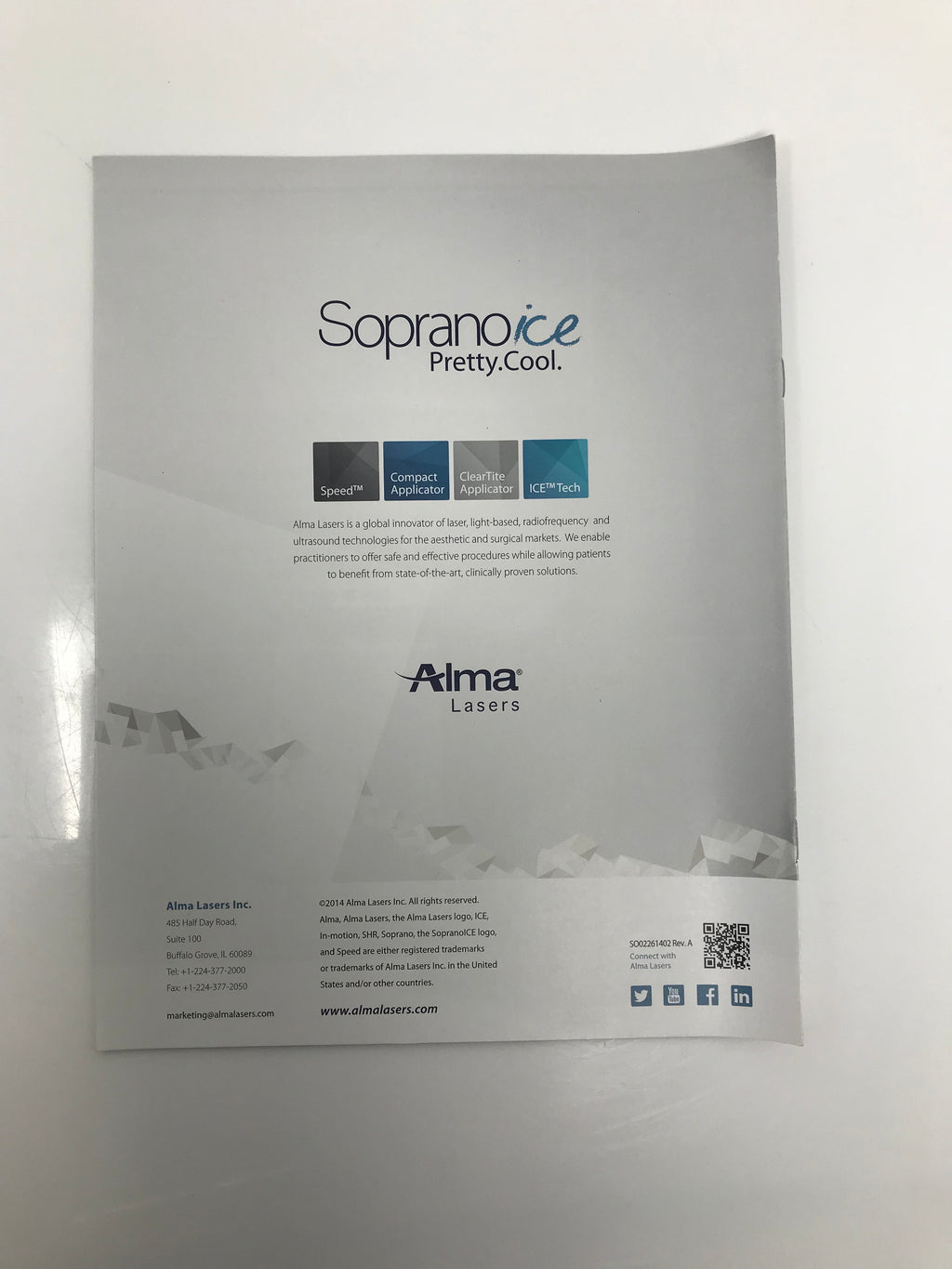 Alma Soprano ICE Hair Removal Laser Platform Marketing Outline Sales Brochures