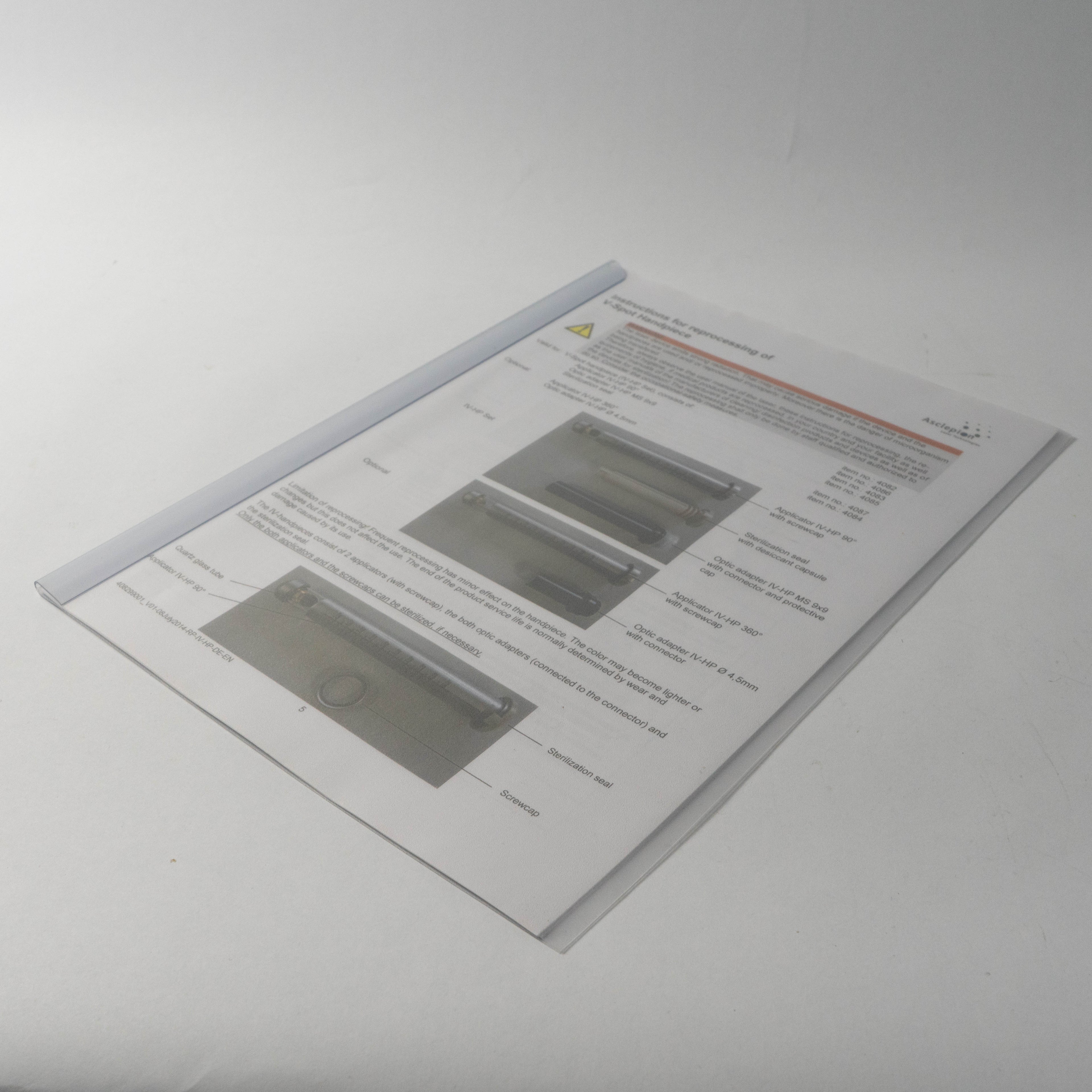 Asclepion Instruction for reprocessing of V-Spot Handpiece Booklet ENGLISH 2014