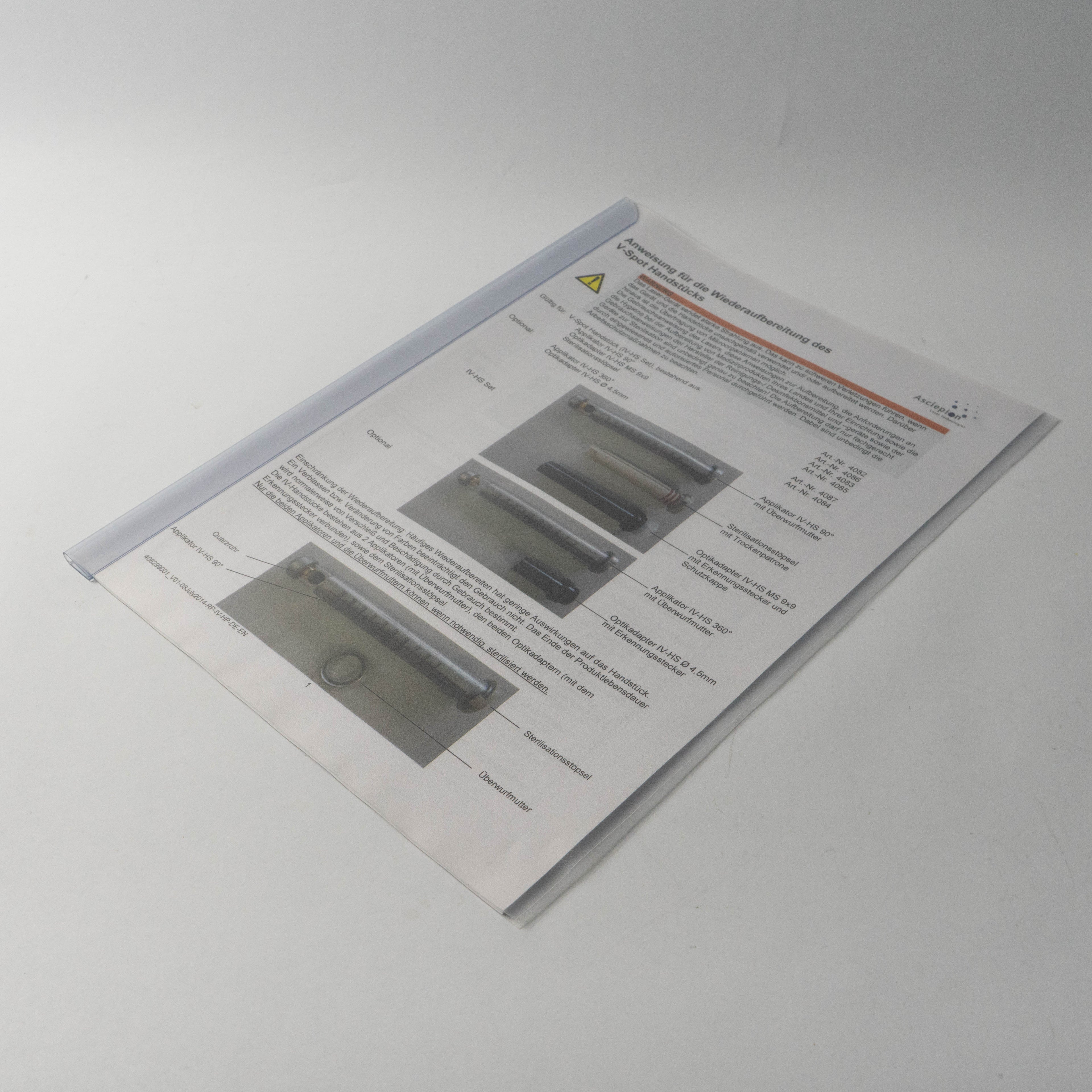 Asclepion Instruction for reprocessing of V-Spot Handpiece Booklet GERMAN 2014