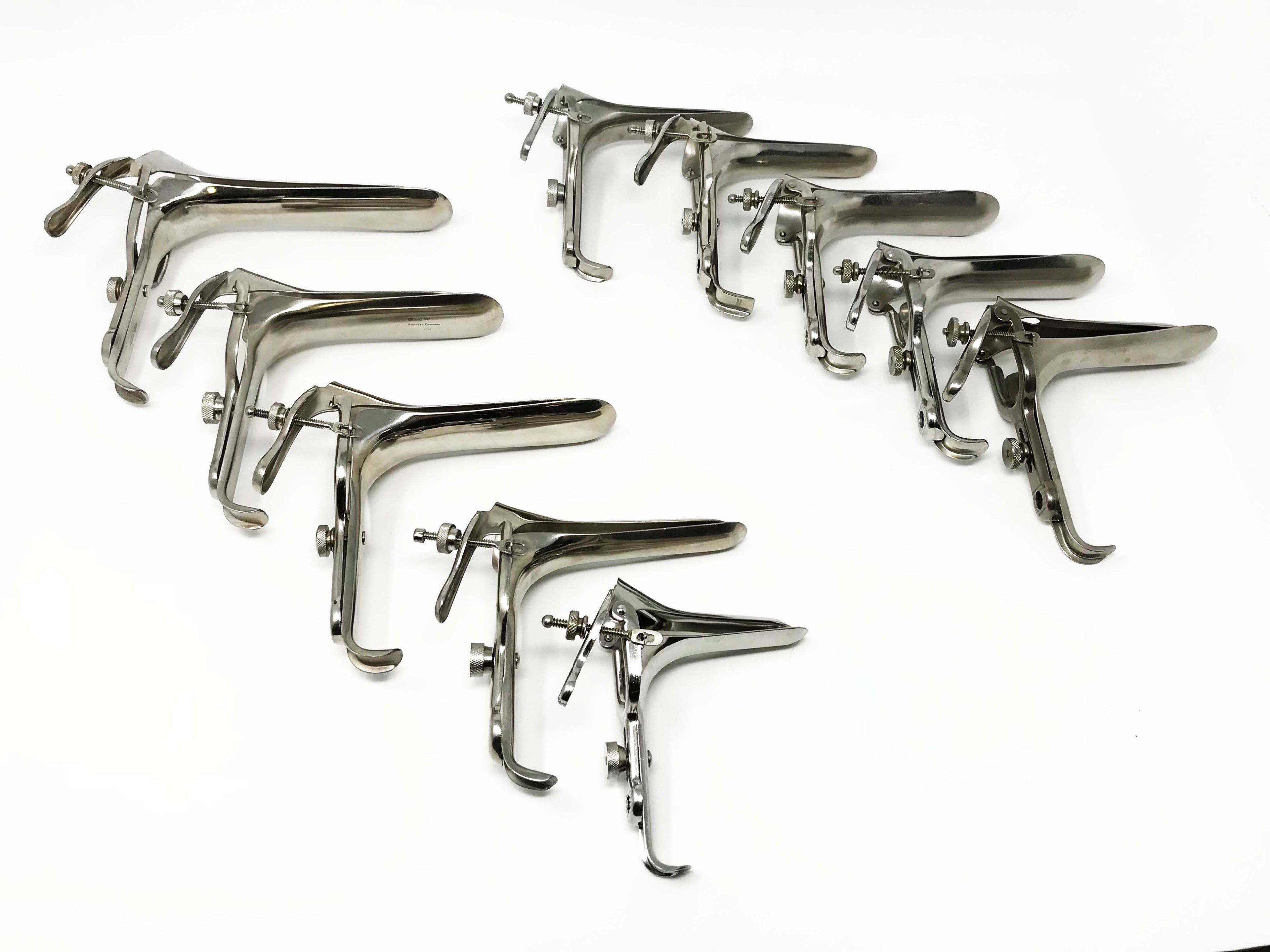 Assorted Size Cusco Vaginal Speculums Stainless Steel Gynecological 10 Piece Lot
