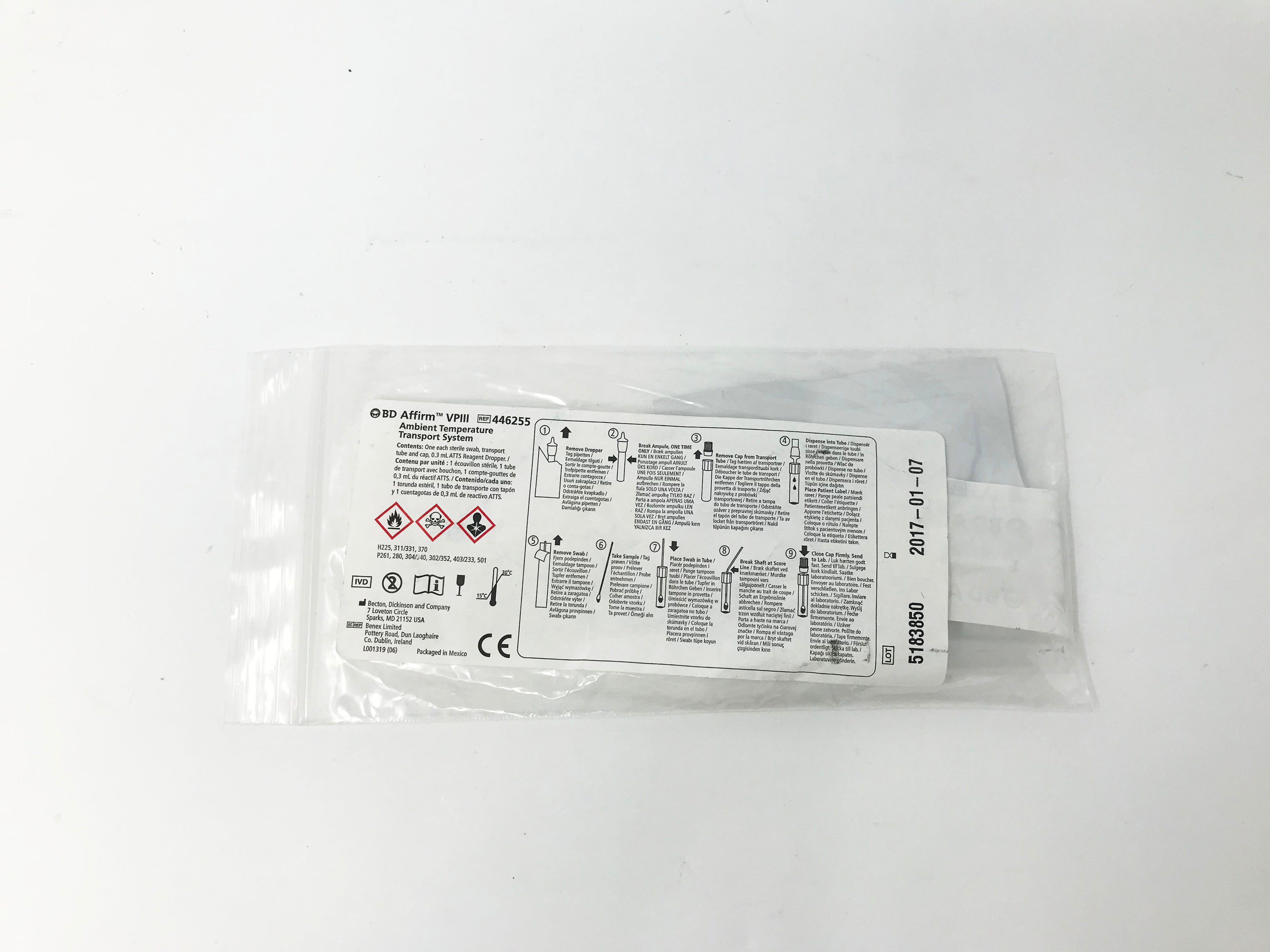BD Affirm VPIII Microbe Identification Ambient Temperature Transport Kit 446255