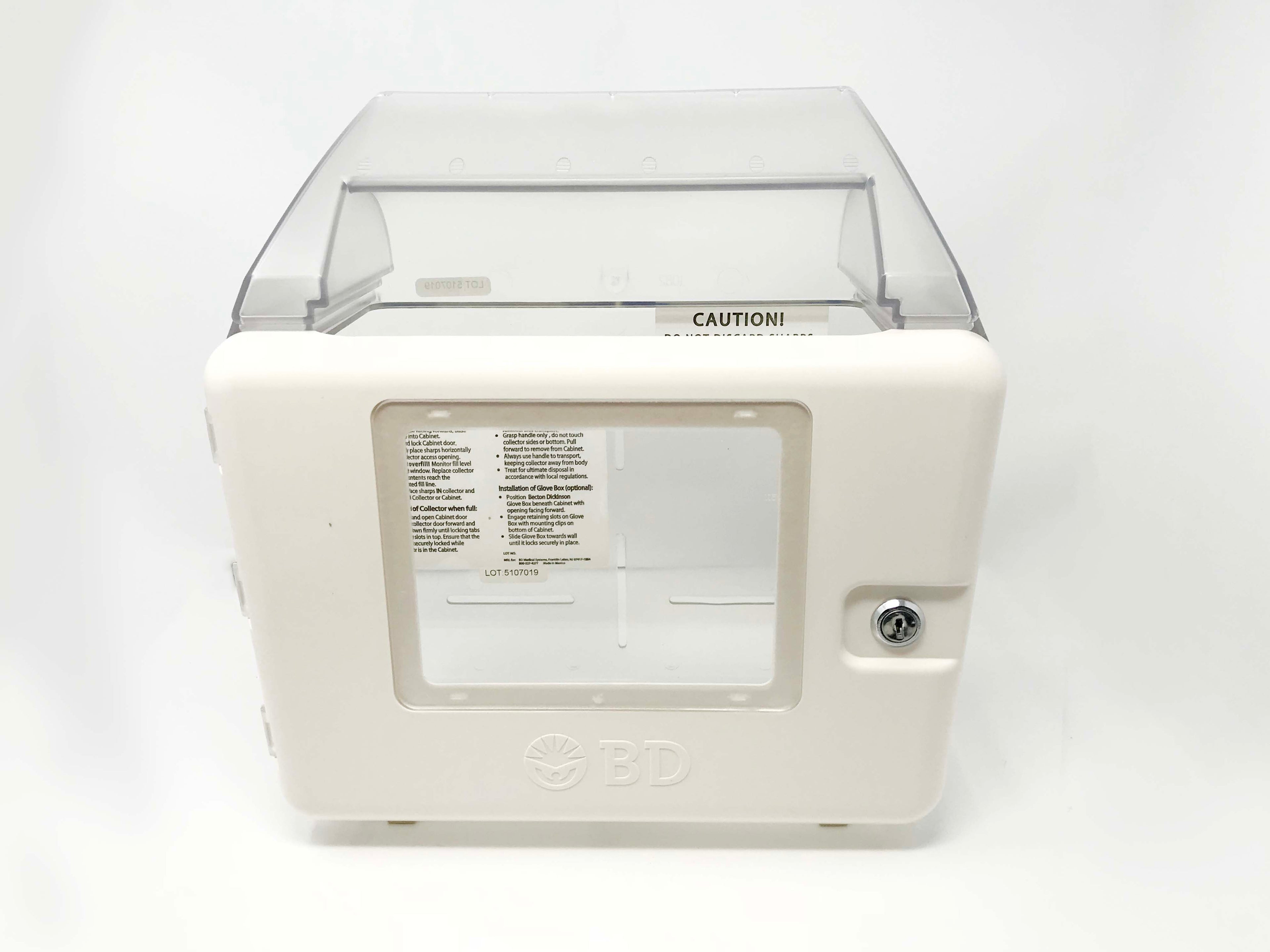 BD Patient Room Wall Mounted Sharps Disposal Collector Cabinet Small w/ Shield