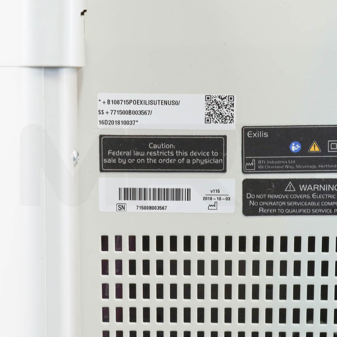 2018 BTL Exilis Ultra System Serial Label