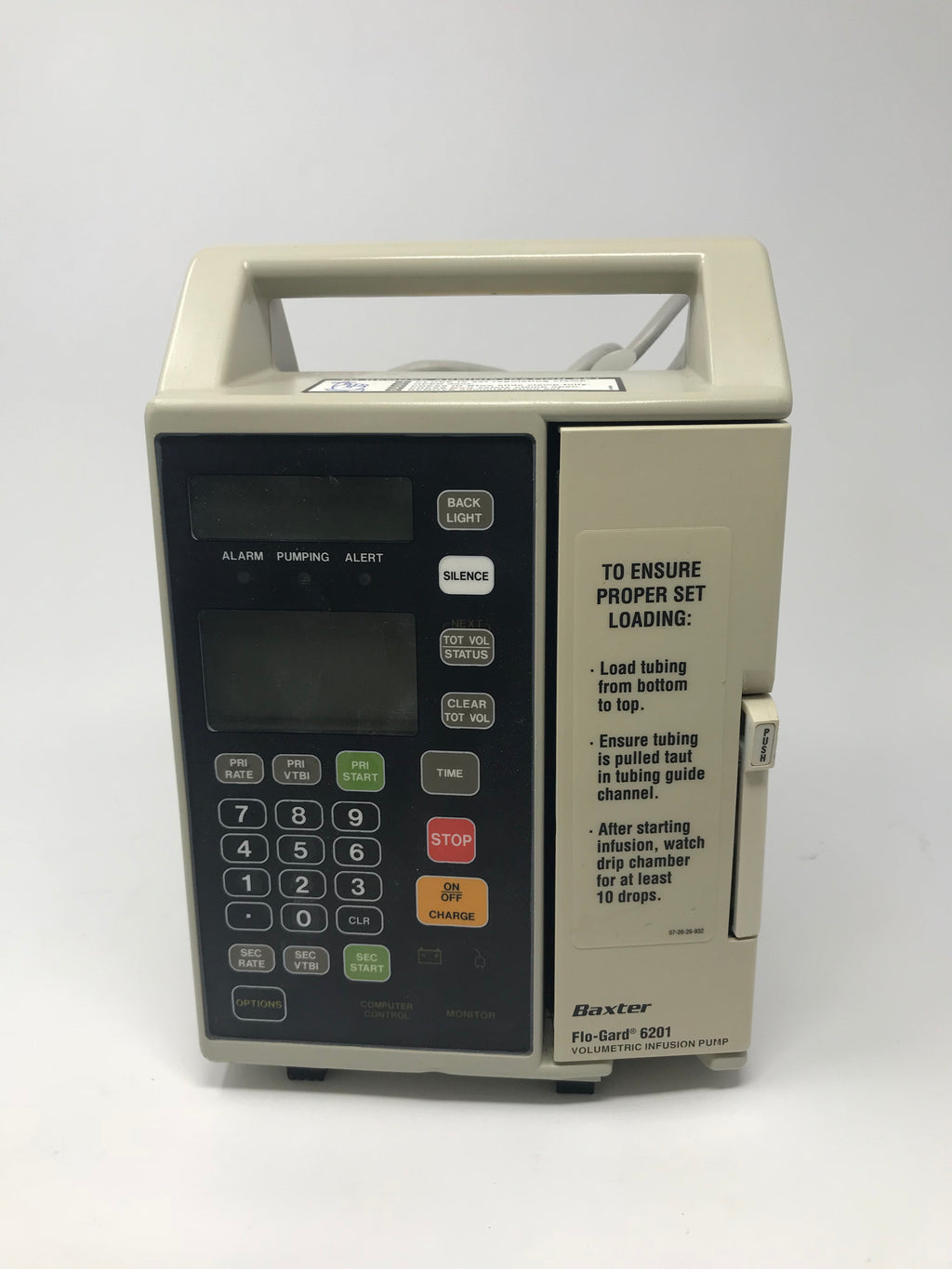 Baxter Flo-Guard 6201 Rechargeable Volumetric IV Fluid Infusion Pump AS IS