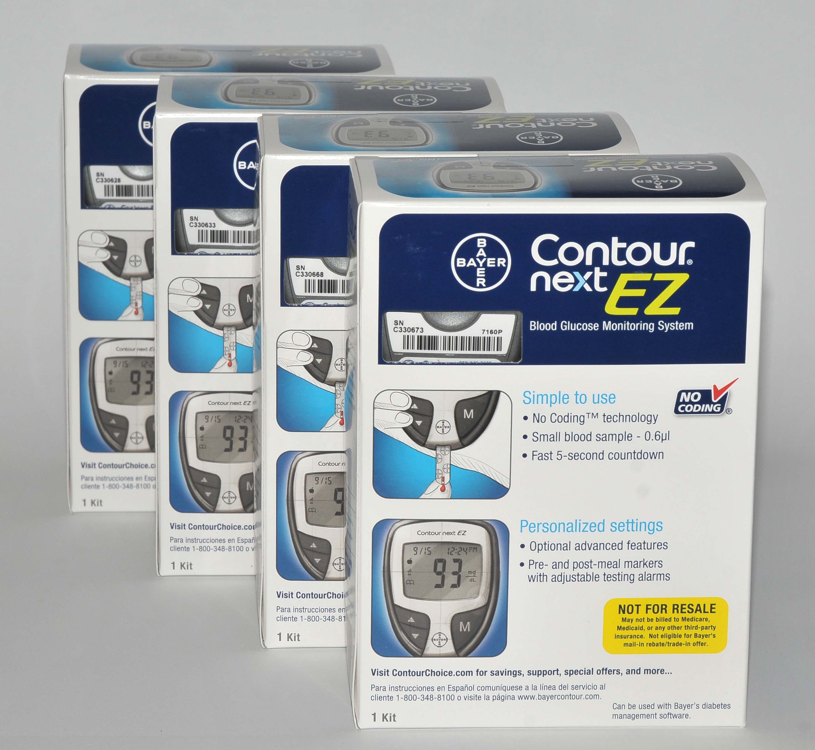 Bayer Contour Next 9628 EZ Blood Glucose Monitoring System (EXP 04/17) Qty: 4