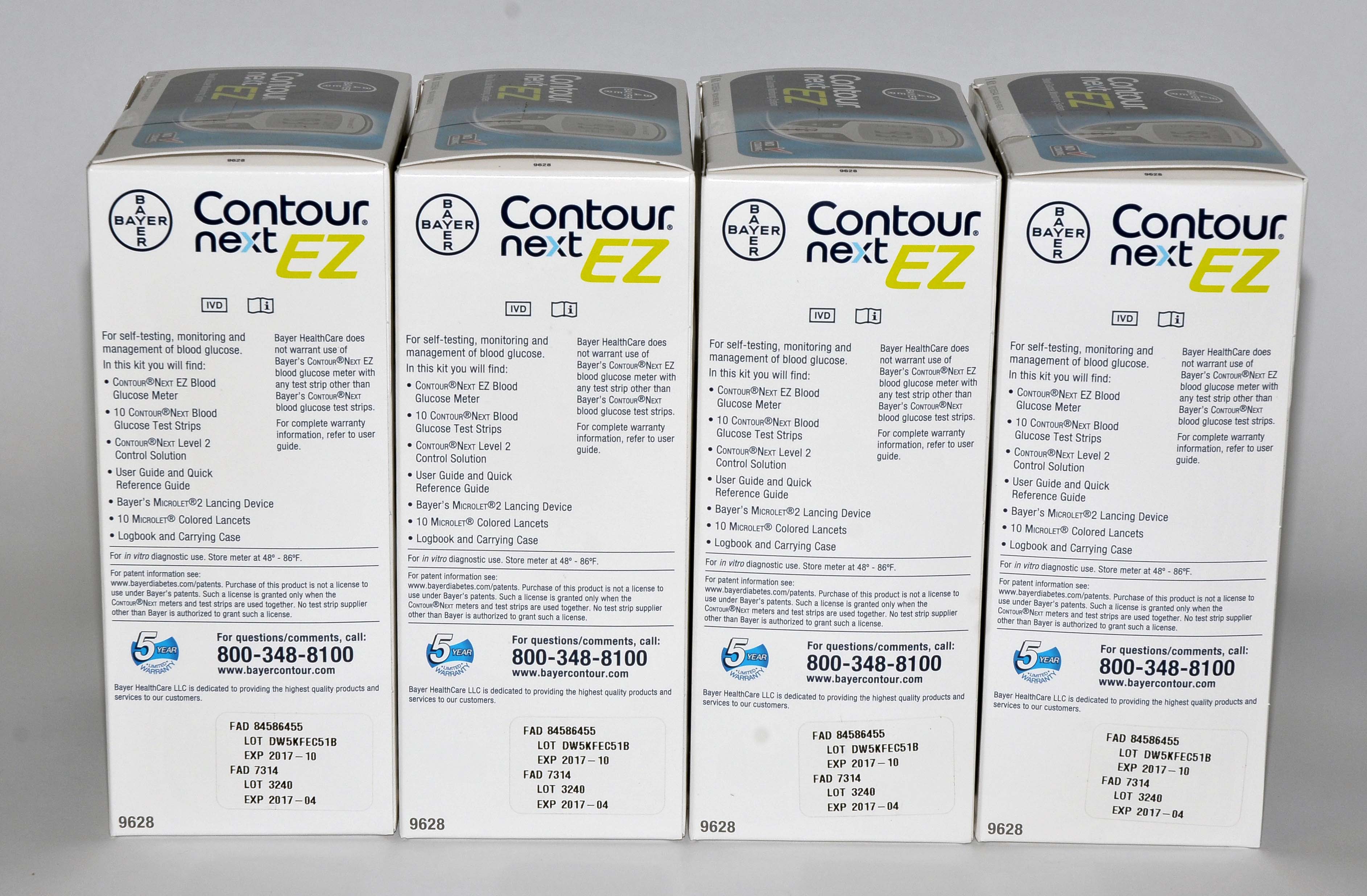 Bayer Contour Next 9628 EZ Blood Glucose Monitoring System (EXP 04/17) Qty: 4