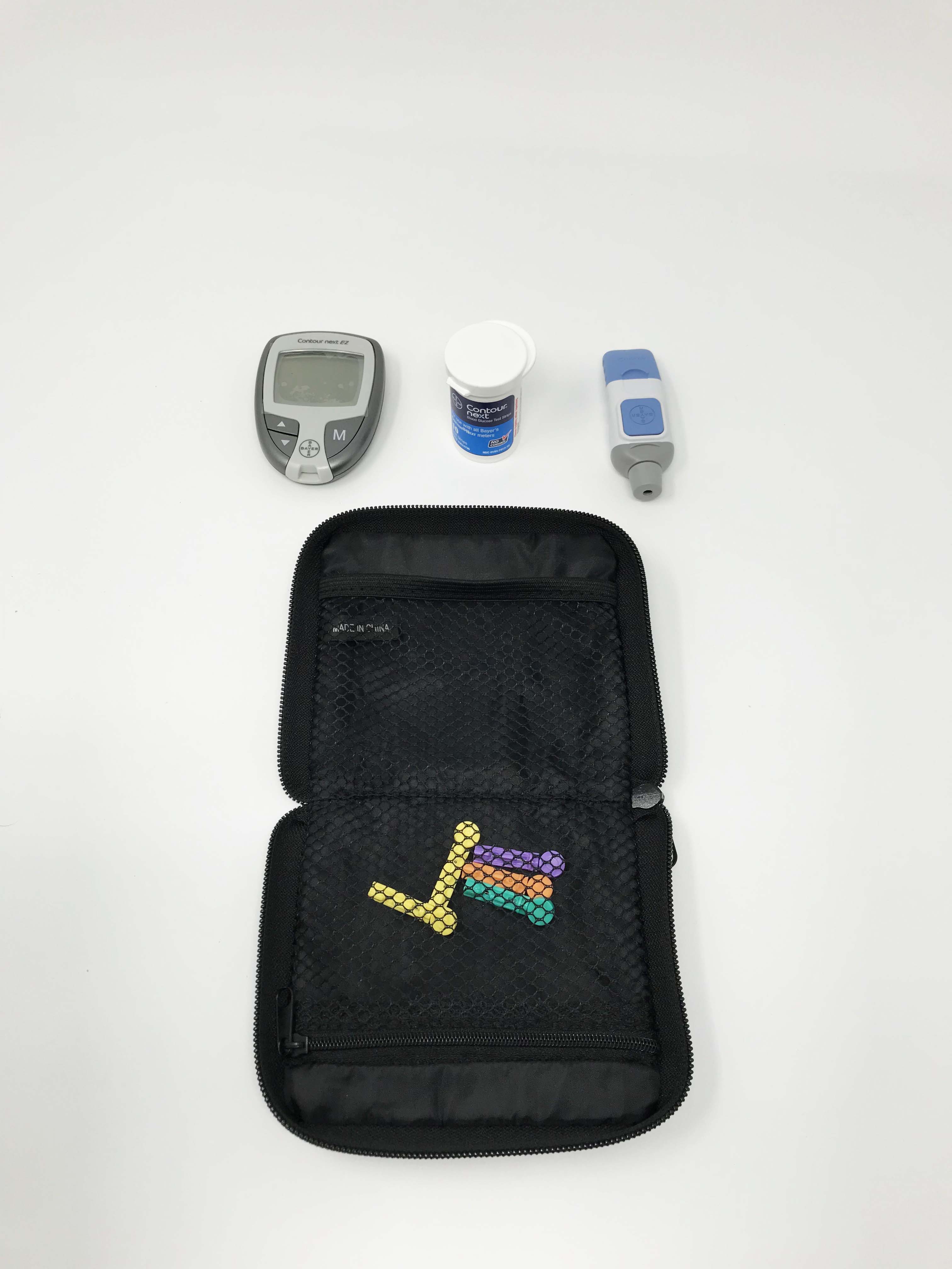 Bayer Contour Next EZ Blood Glucose Meter 9628 mg/dL Travel Kit Strips Lancets