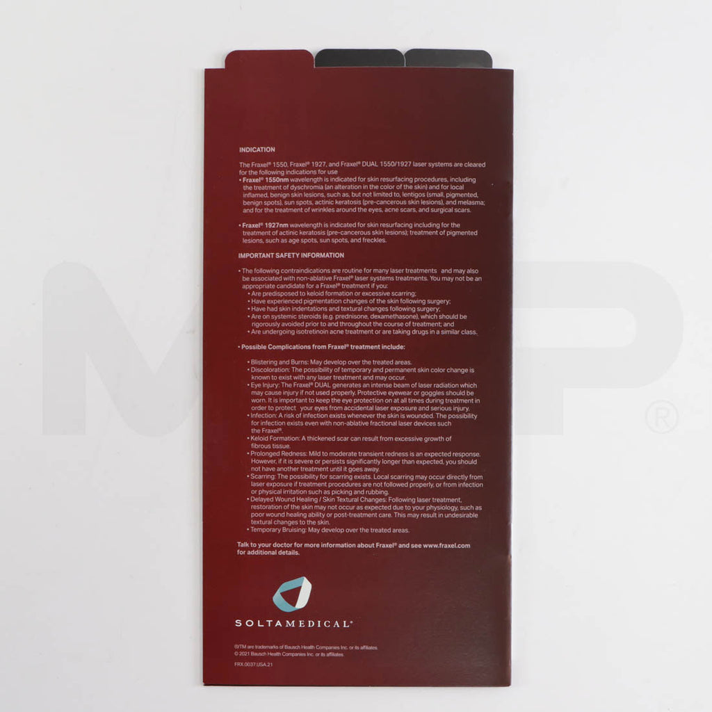 Solta Fraxel Dual 1550/1927 Skin Resurfacing Patient Brochure Back