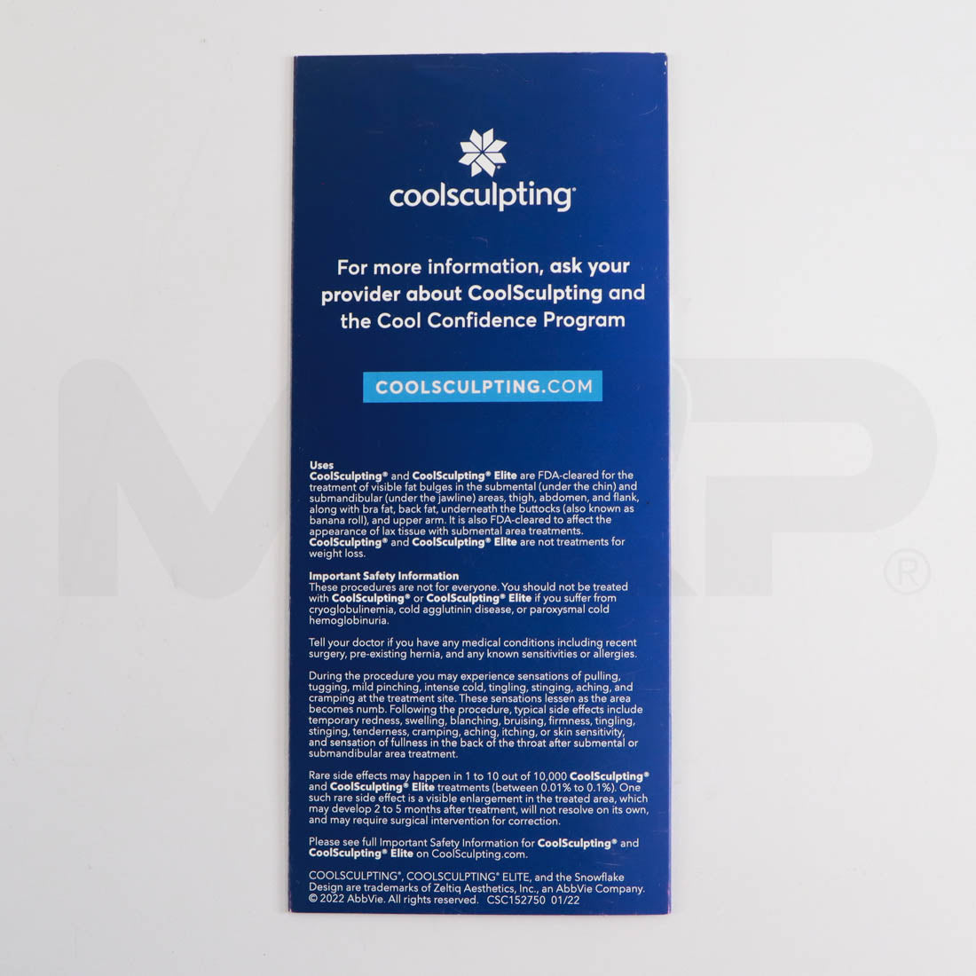 Zeltiq CoolSculpting "Cool Confidence Program" Patient Brochure Back