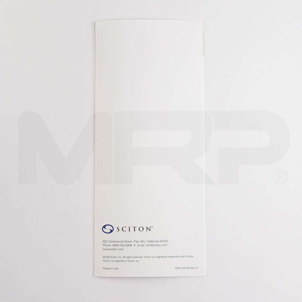 Sciton ProLipo PLUS "Melt Unwanted Fat" Patient Brochure Back