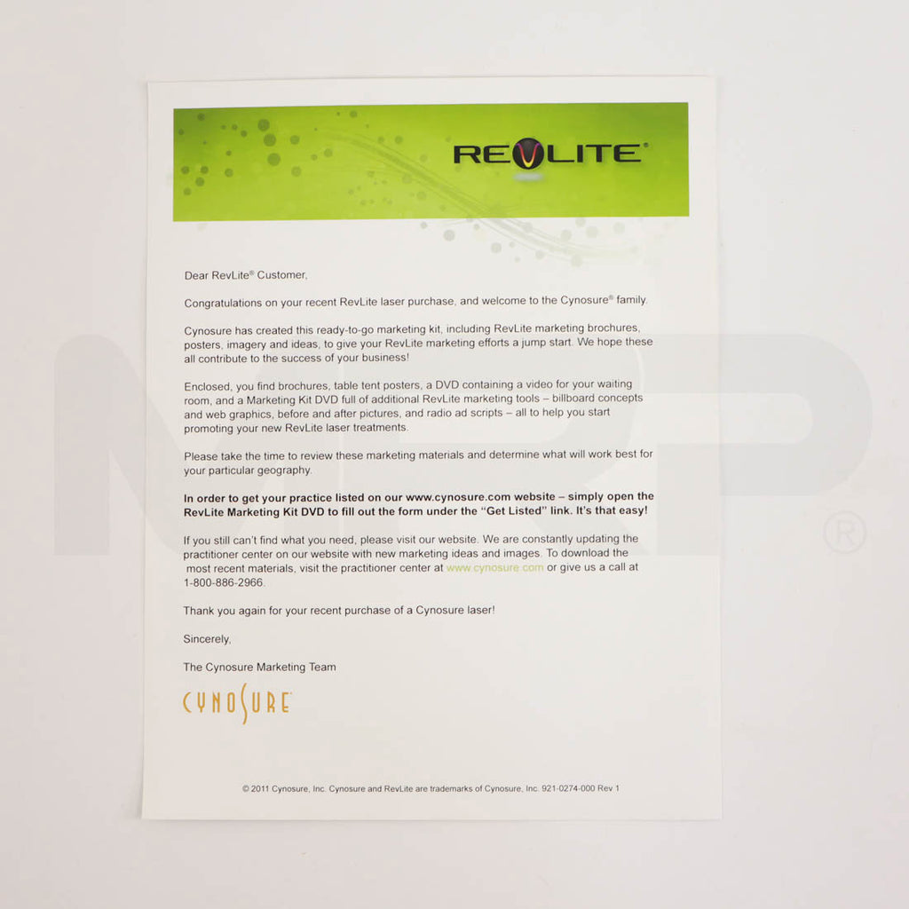 Cynosure RevLite Marketing Office Kit Letter