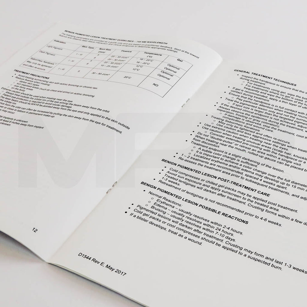 Cutera Excel HR Laser Operator Treatment Guidelines Open