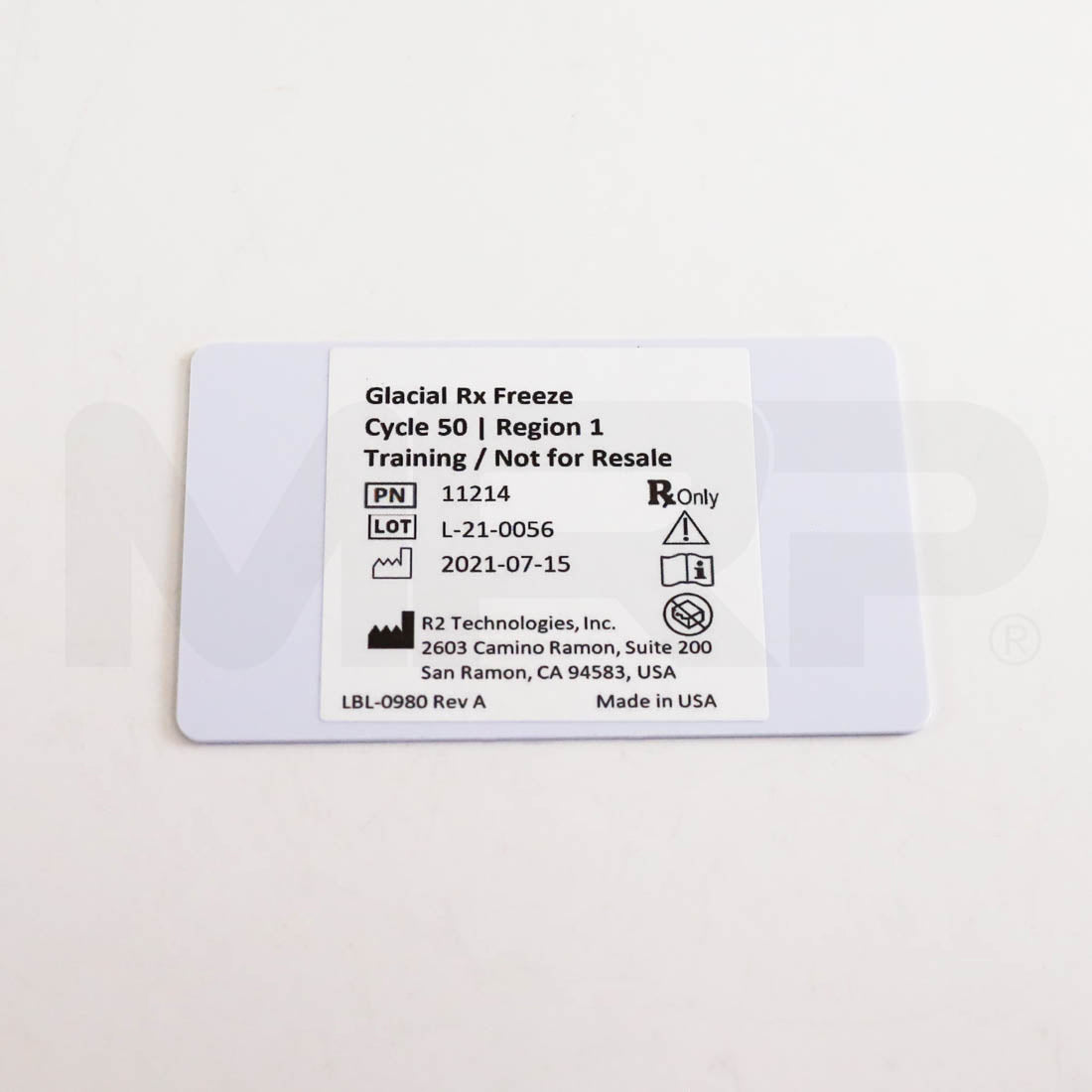 Glacial Rx Freeze Cycle 50 Region 1 Training Card Label