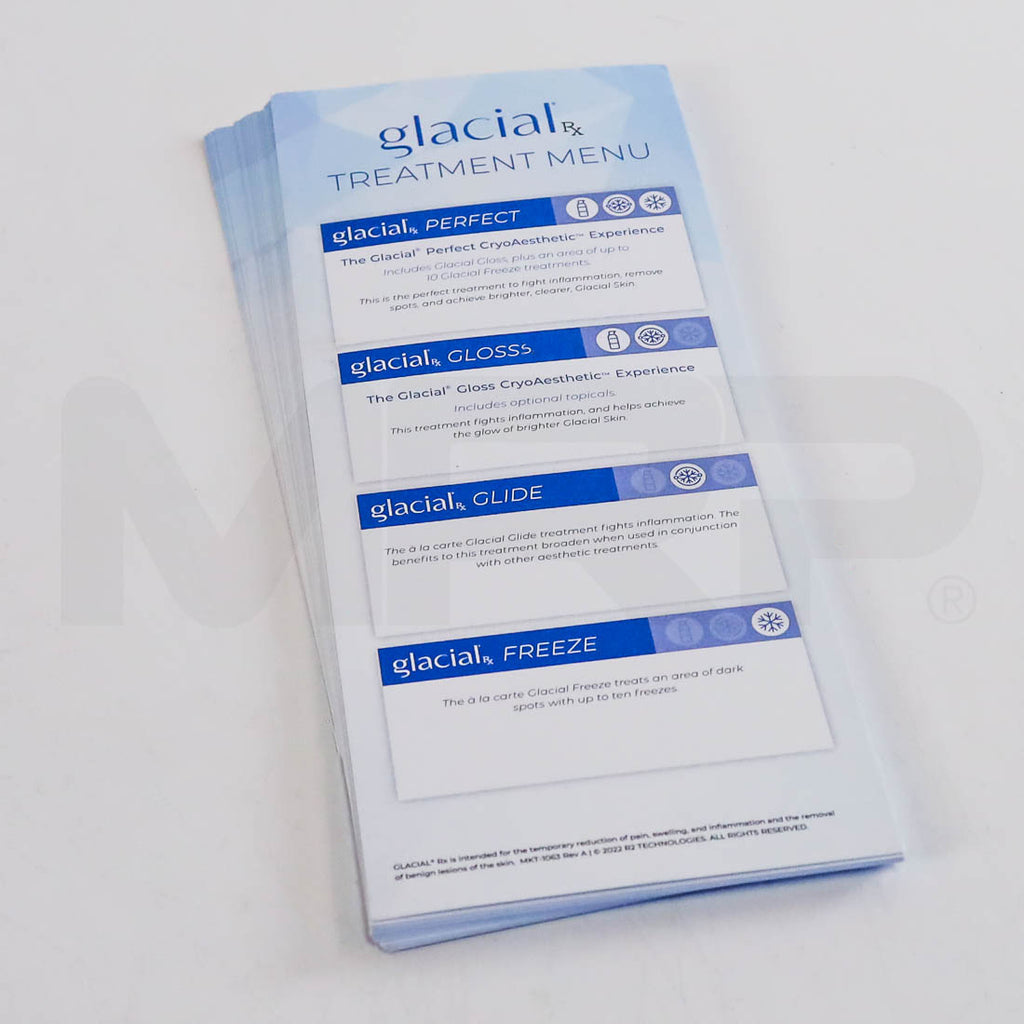 Glacial Rx Treatment Menu Brochure Side