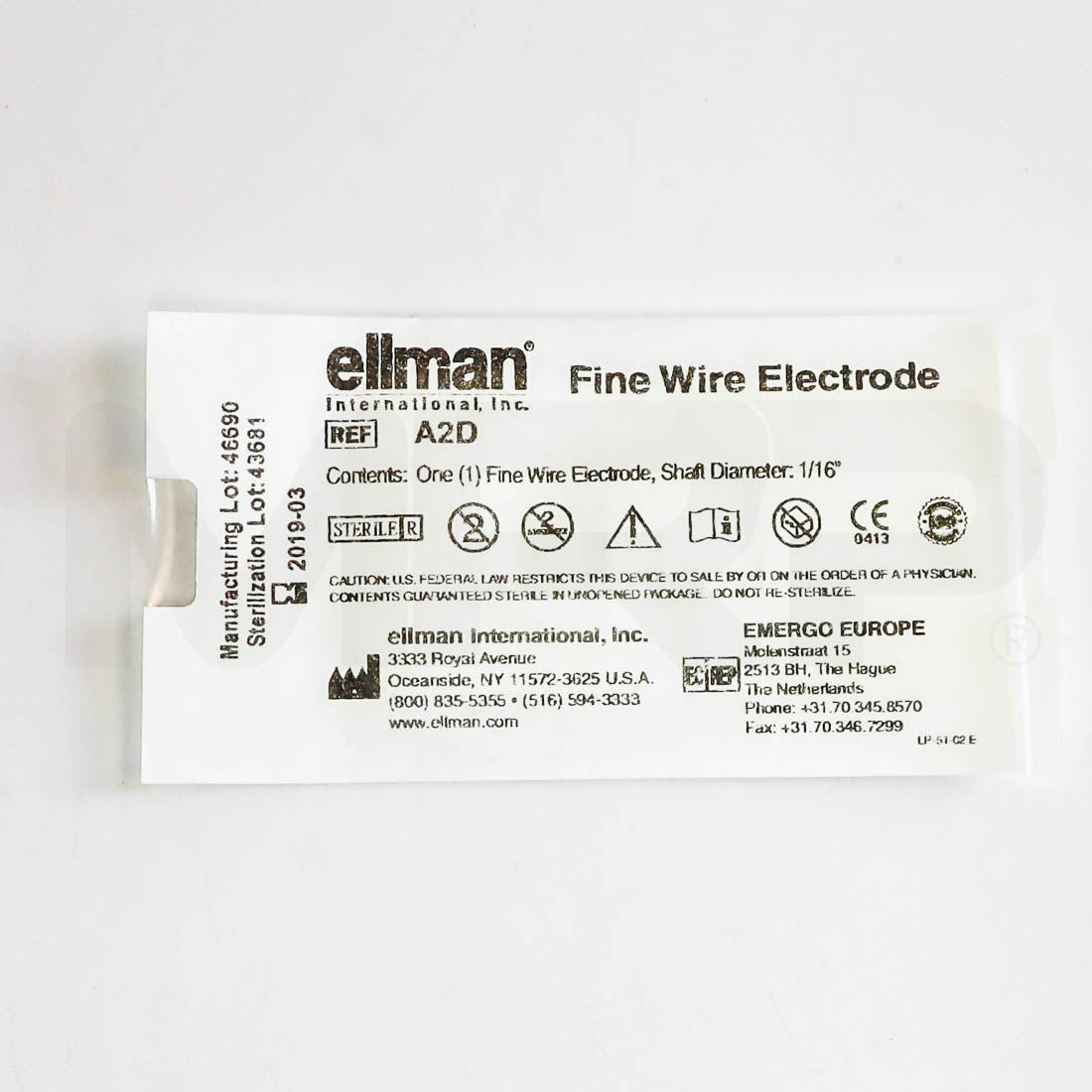 Ellman 1/16" Shaft Assortment Medical Electrode Back