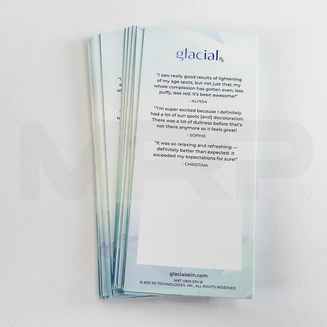 Glacial Rx "Sooth to Spotless Skin" Marketing Patient Brochures Back