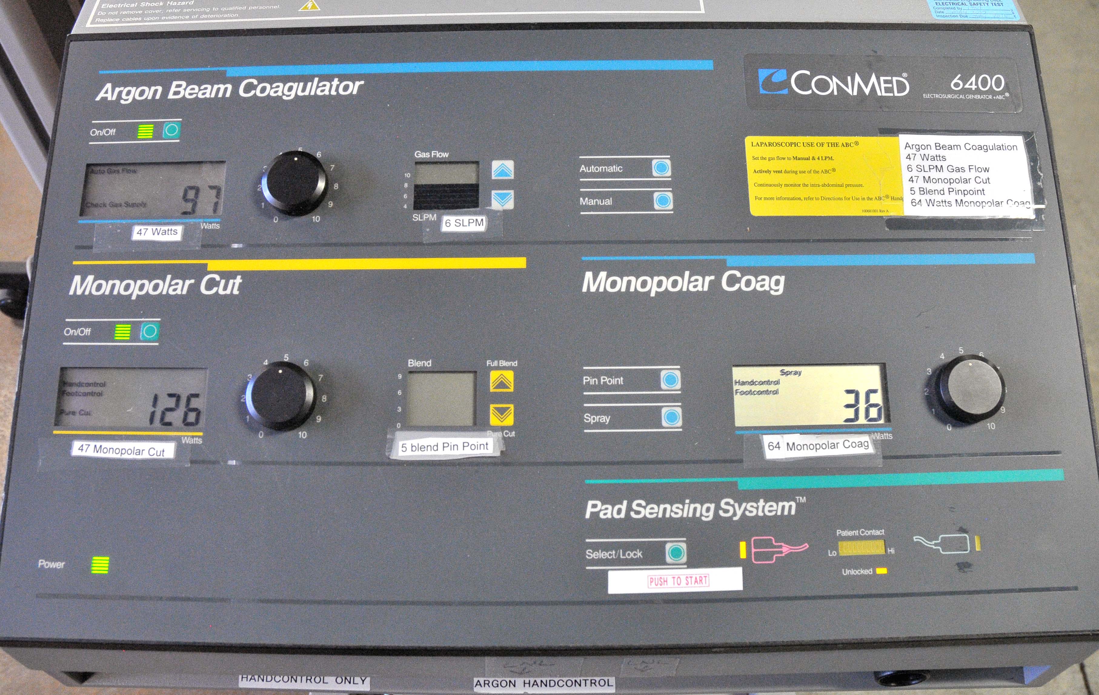 Birtcher 6400 Electrosurgical Generator ConMed Argon Beam Coagulator ESU Argon
