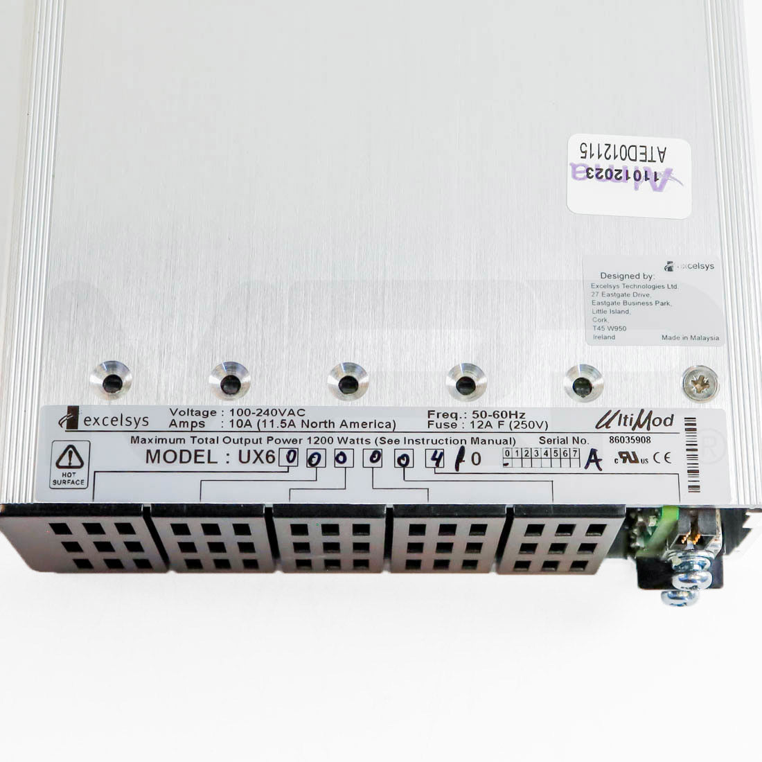 Alma UX6 1200W 6 Slot AC DC Configurable Power Supply Chassis Label
