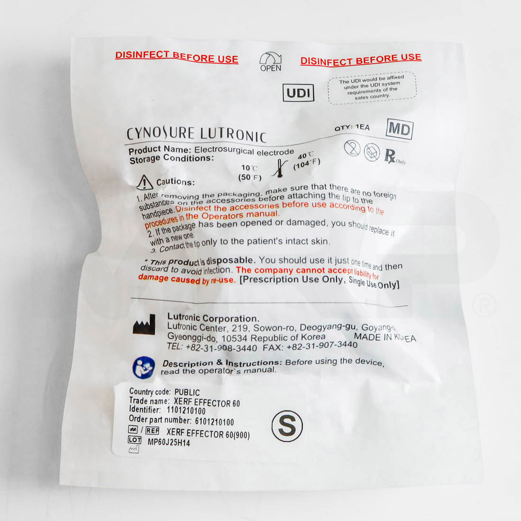 Cynosure Lutronic XERF Effector 60 Electrosurgical Electrode Tip Label
