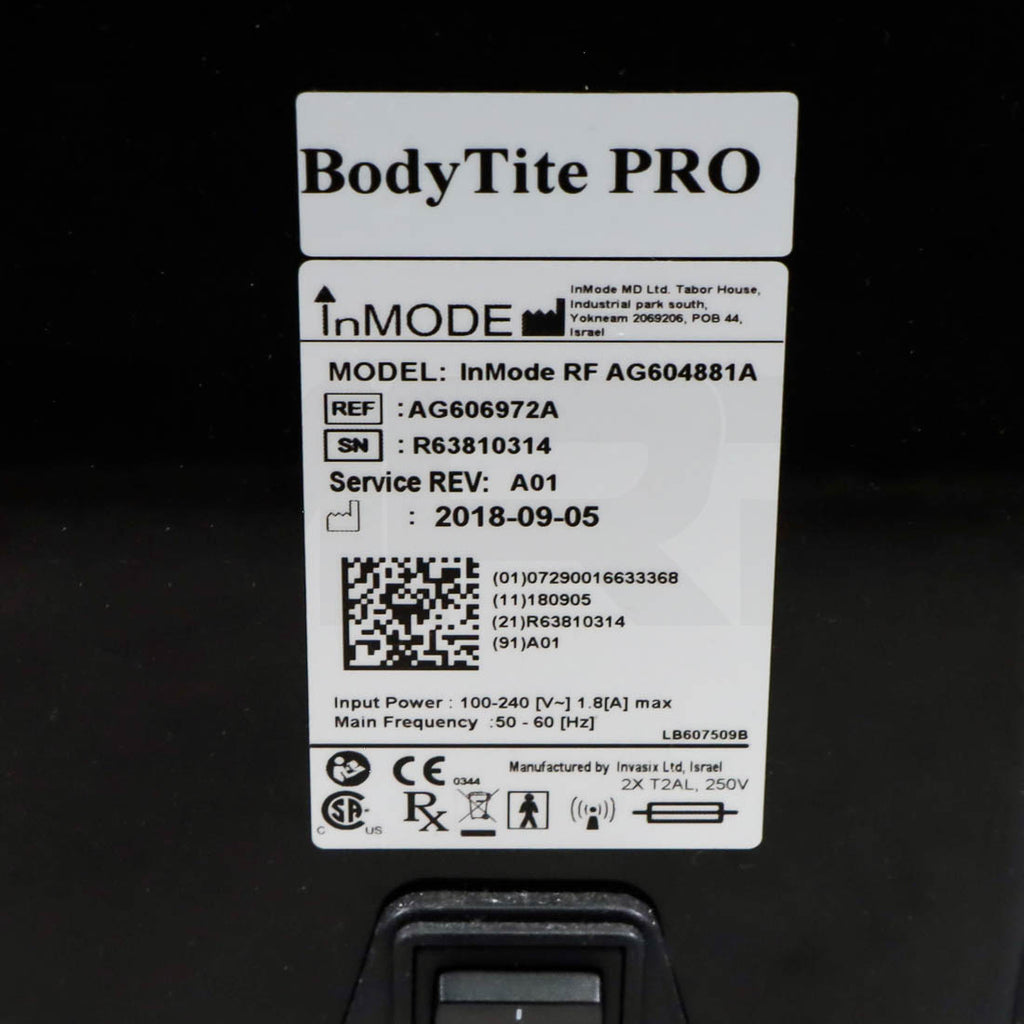 2018 InMode BodyTite Pro System Serial Label
