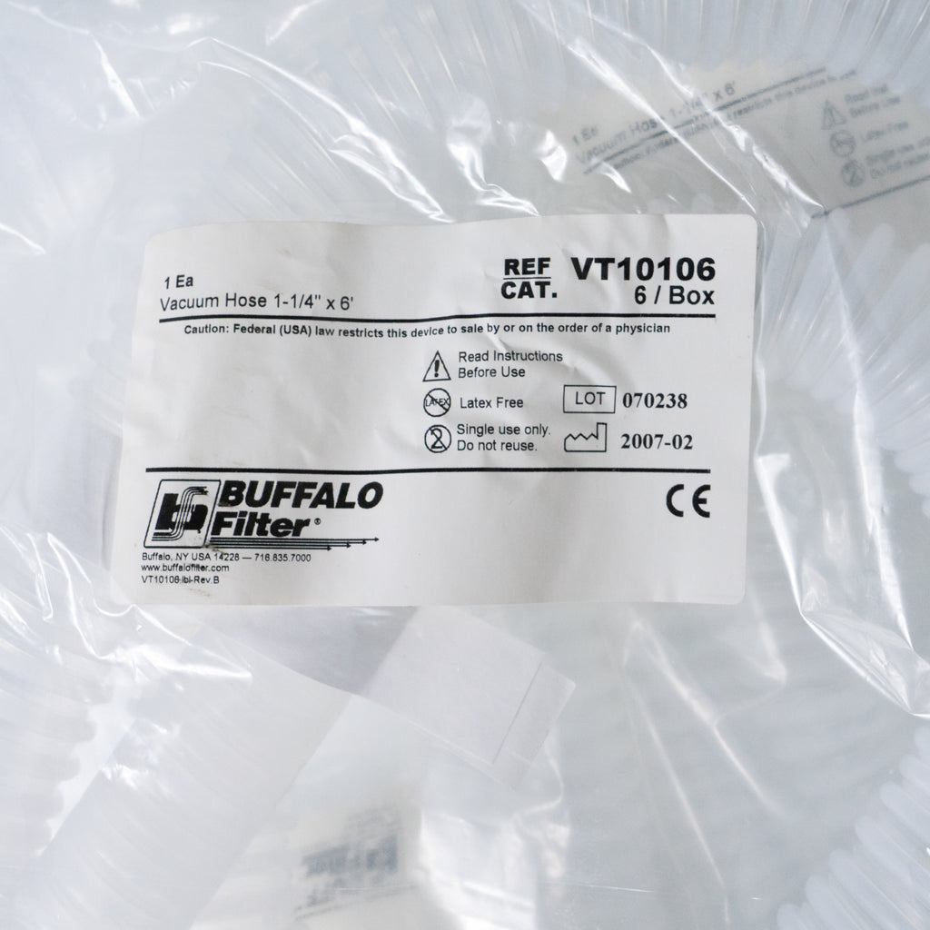 Buffalo Filter Vacuum hose 1-1/4"x6' REF: VT10106 (Non-Sterile) LOT OF 3