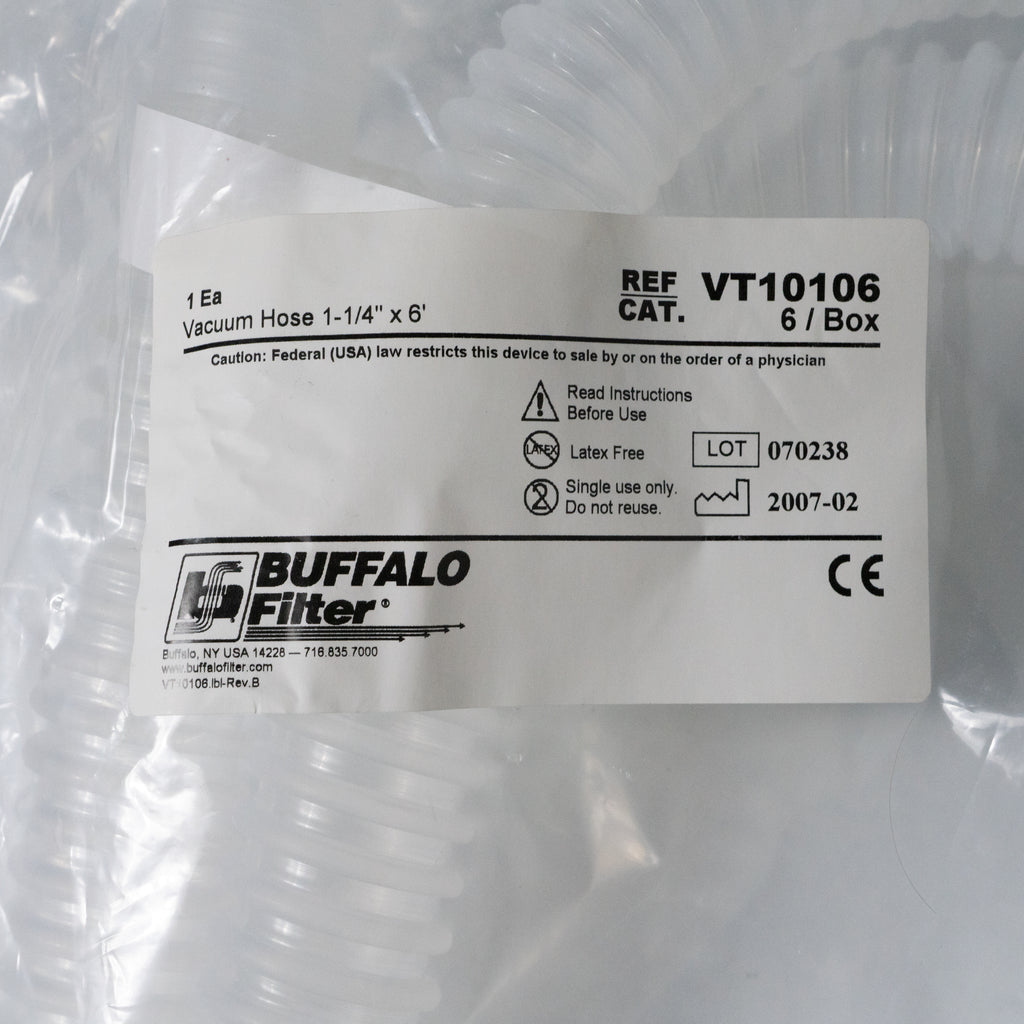 Buffalo Filter Vacuum hose 1-1/4"x6' REF: VT10106 (Non-Sterile) LOT OF 3