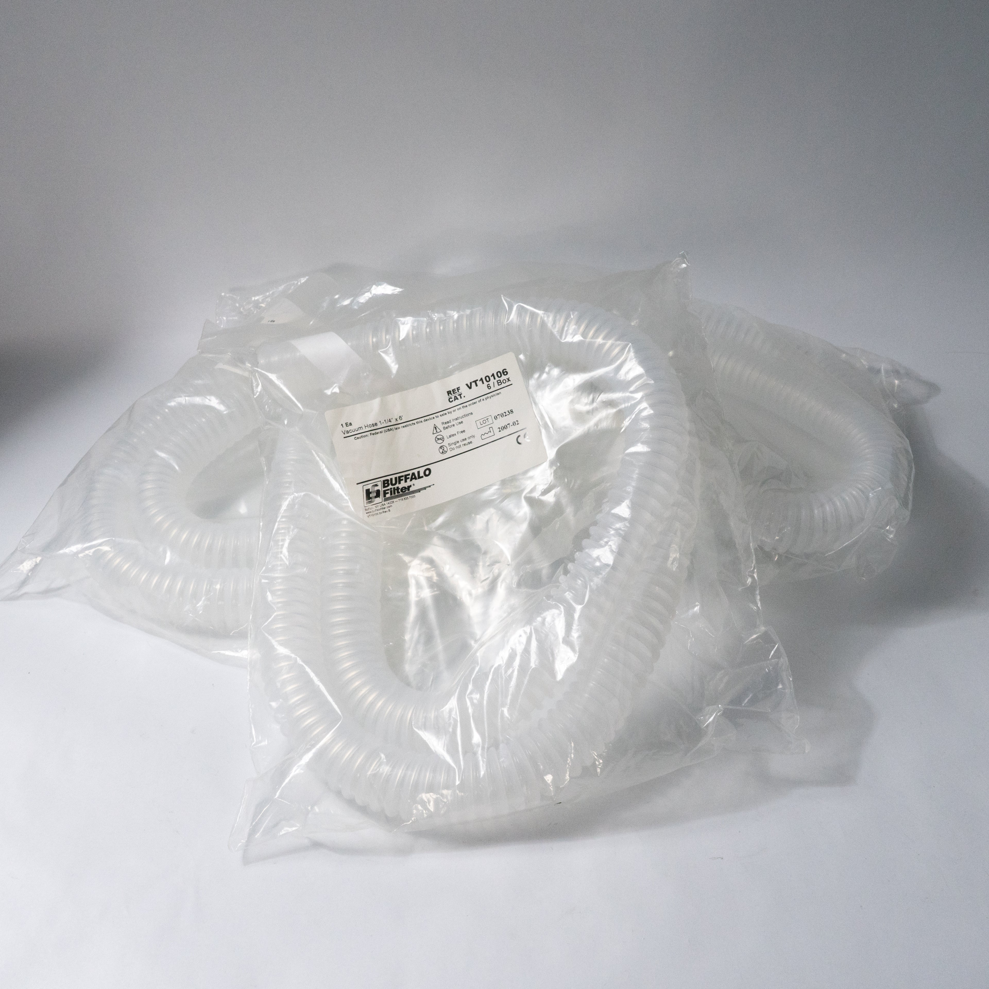 Buffalo Filter Vacuum hose 1-1/4"x6' REF: VT10106 (Non-Sterile) LOT OF 3