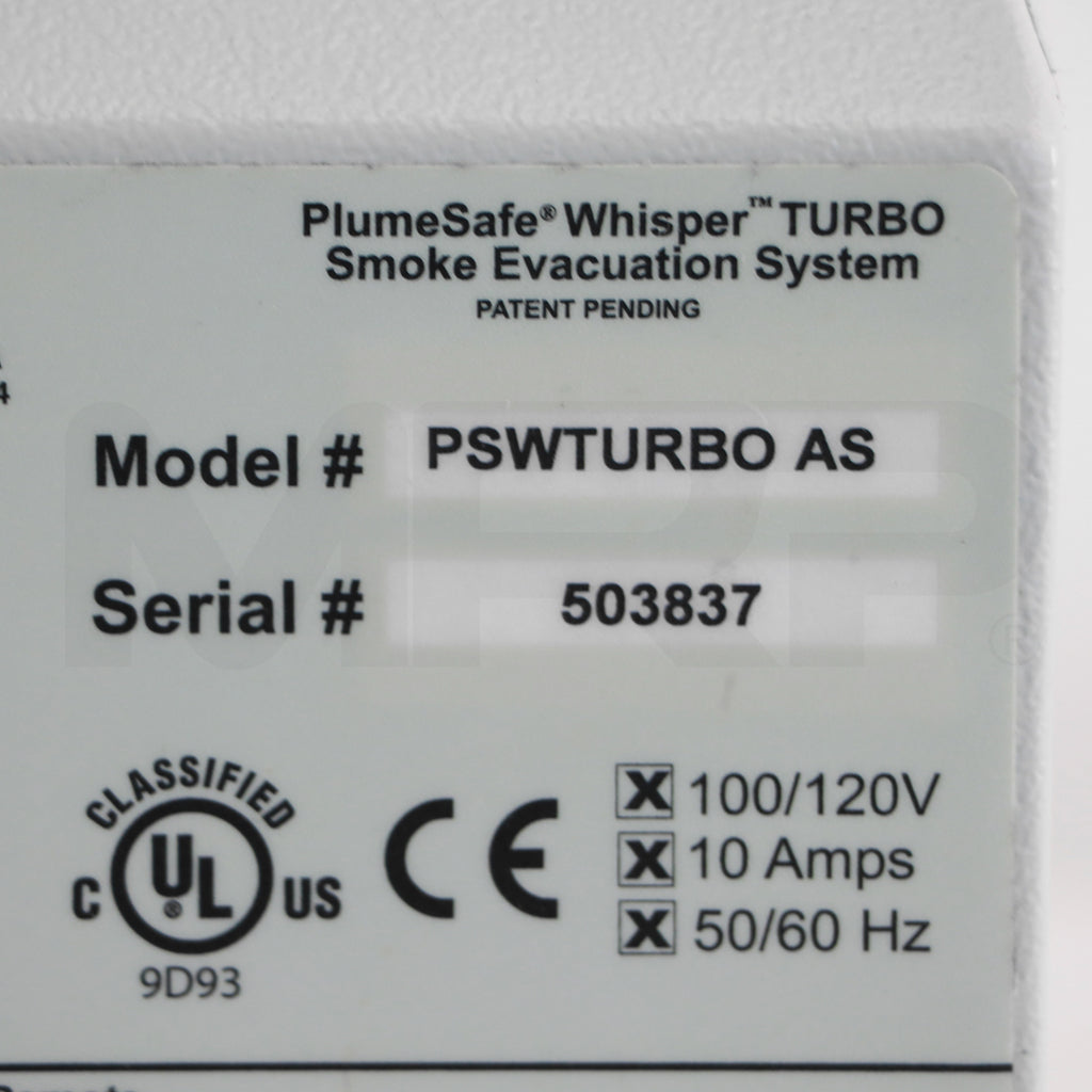 Buffalo Filter PlumeSafe Whisper Turbo Smoke Evacuation System Label