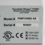 Buffalo Filter PlumeSafe Whisper Turbo Smoke Evacuation System Label