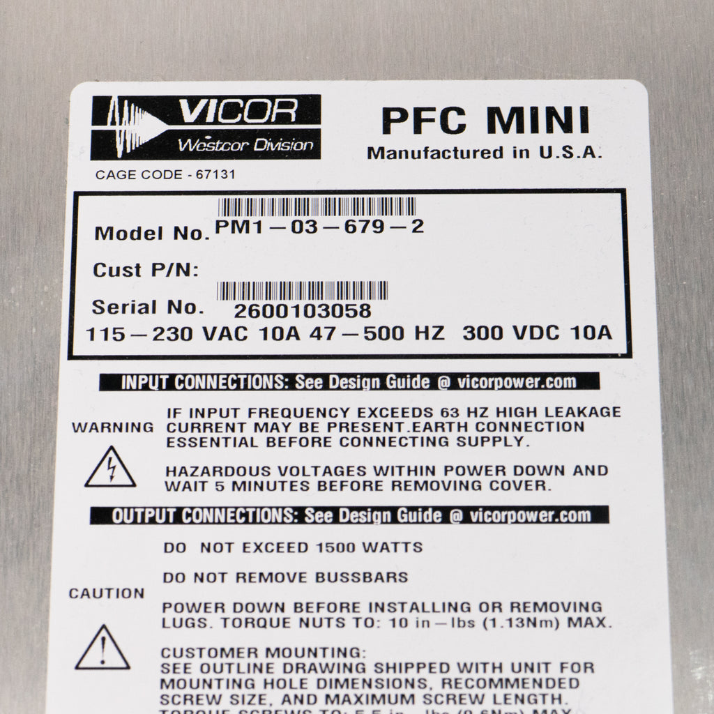 Cicor PFC Mini PM1-03-679-2 Power Supply *PARTS ONLY AS IS* 25V60A *NOT WORKING*