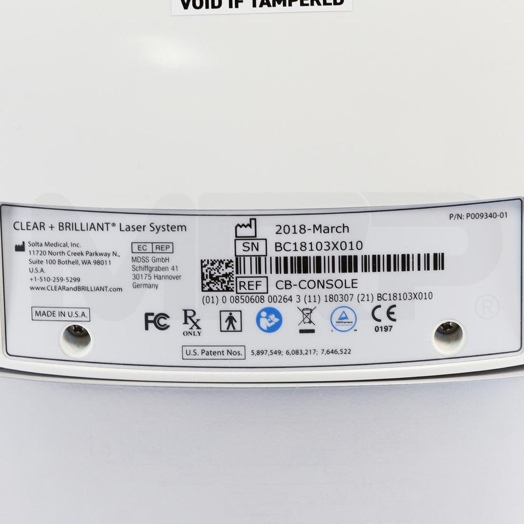 2018 Solta Clear + Brilliant Laser System Serial Label