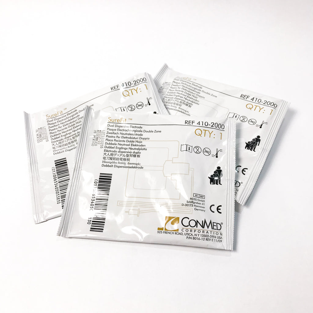 ConMed Sure Fit Dual Dispersive Electrode >2.2kg SureFit w/ Cable 410-2000 2012