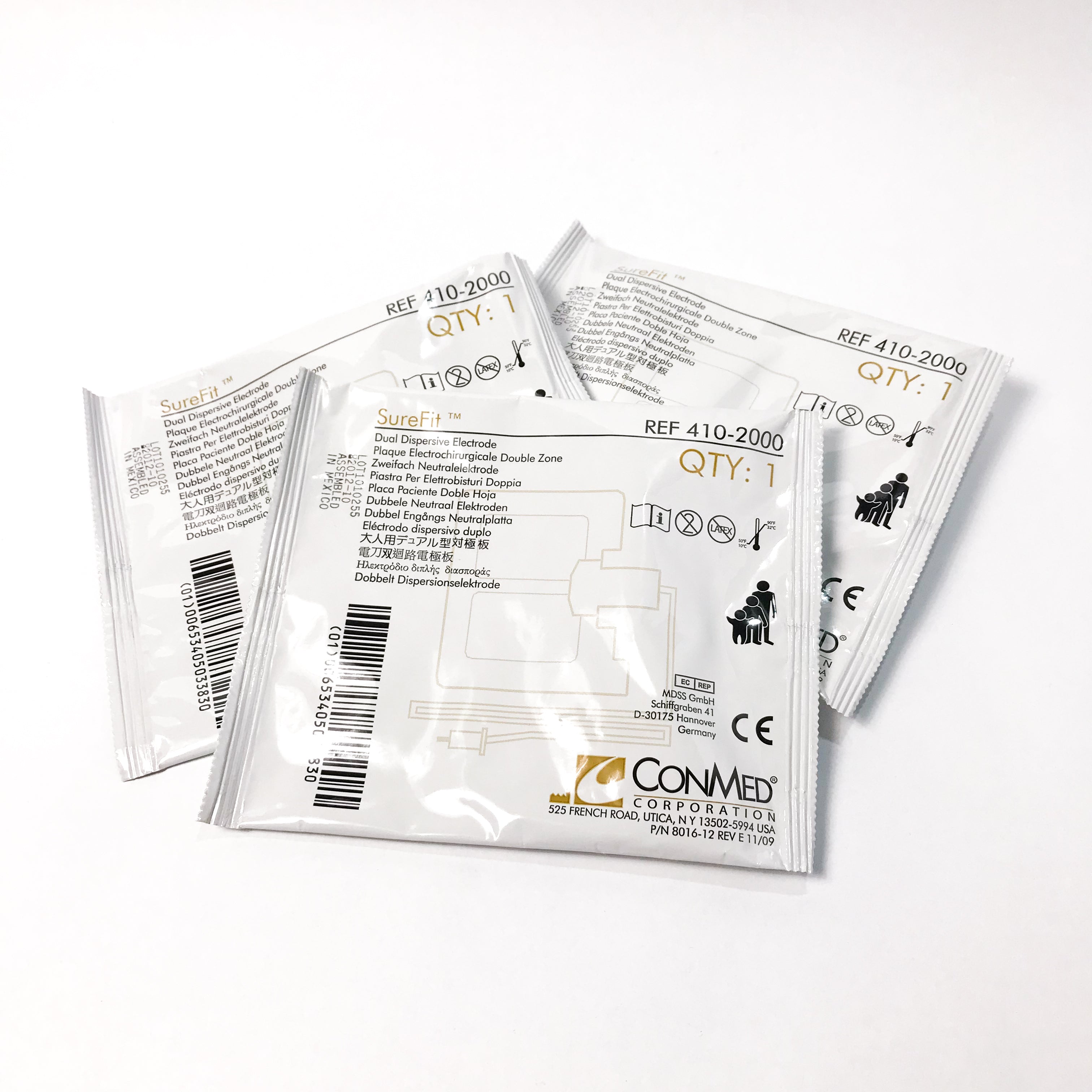 ConMed Sure Fit Dual Dispersive Electrode >2.2kg SureFit w/ Cable 410-2000 2012