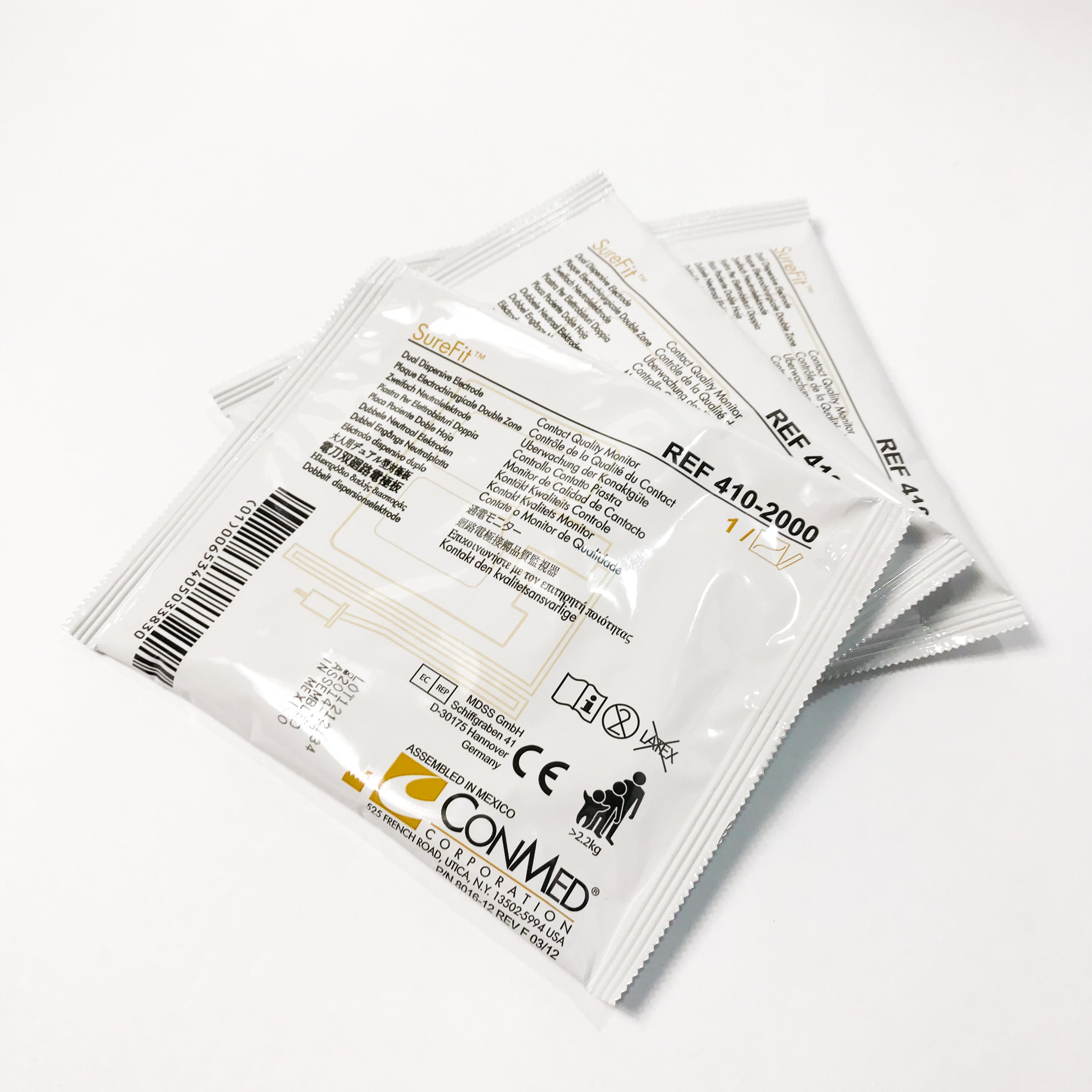 ConMed Sure Fit Dual Dispersive Electrode >2.2kg SureFit w/ Cable 410-2000 2014