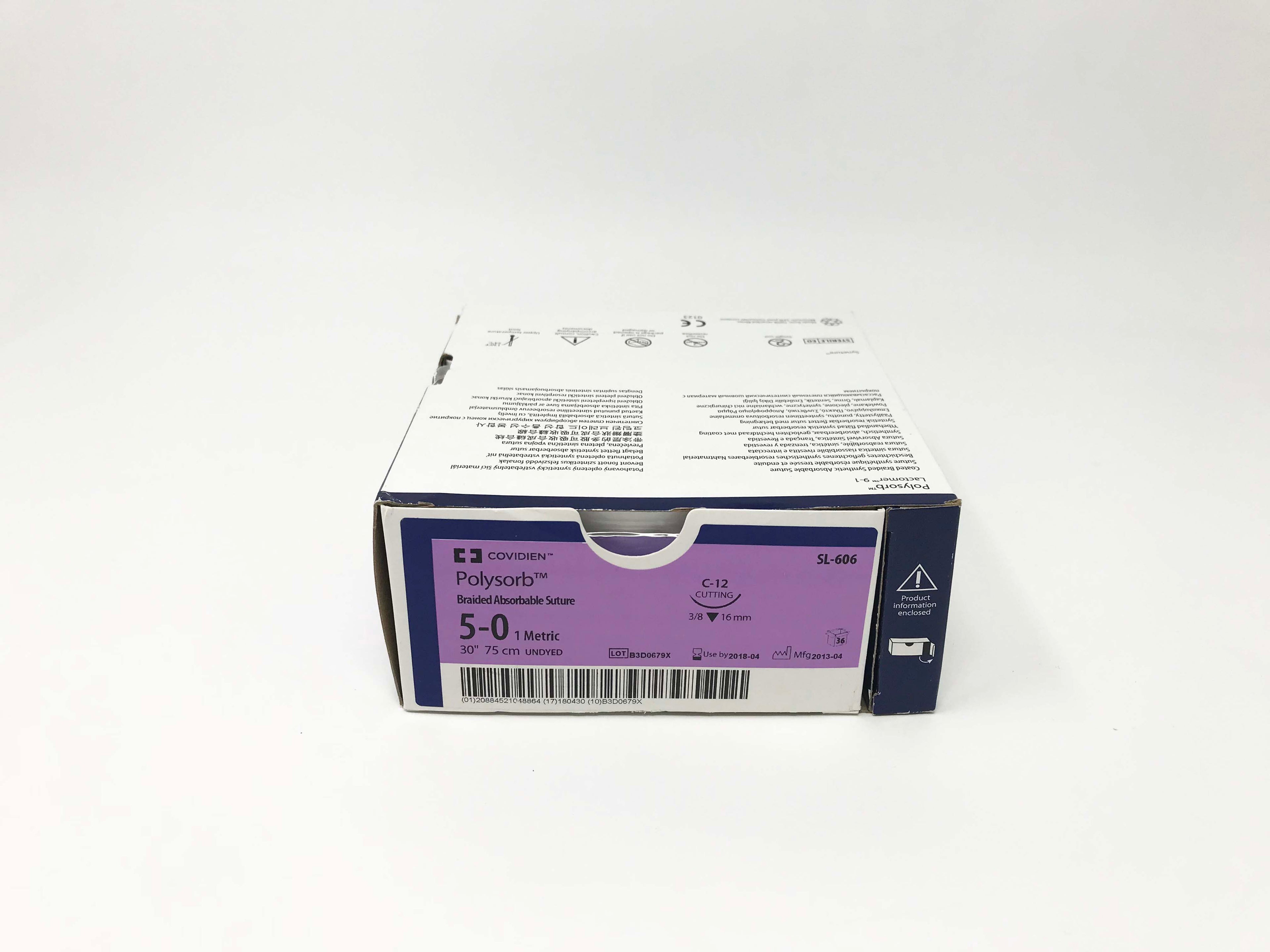 Covidien Polysorb Braided Absorbable5-0 SL-606 C-12 Syneture Sutures Pack of 34