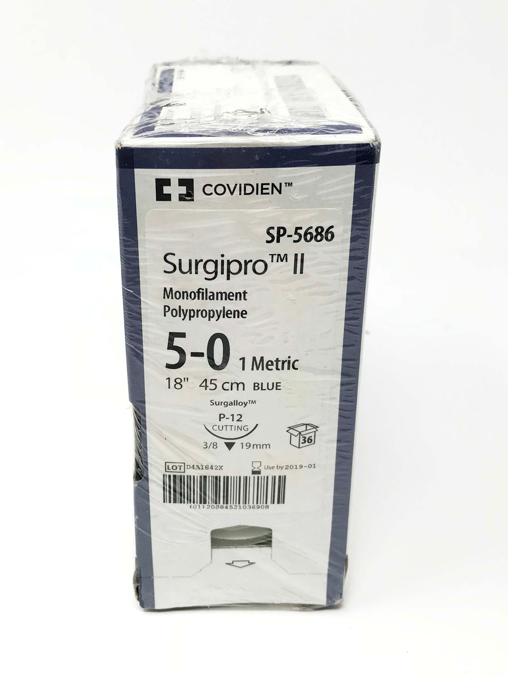 Covidien Surgipro II Monofilament Polypropylene 5-0 Sutures SP-5686 Box of (36)