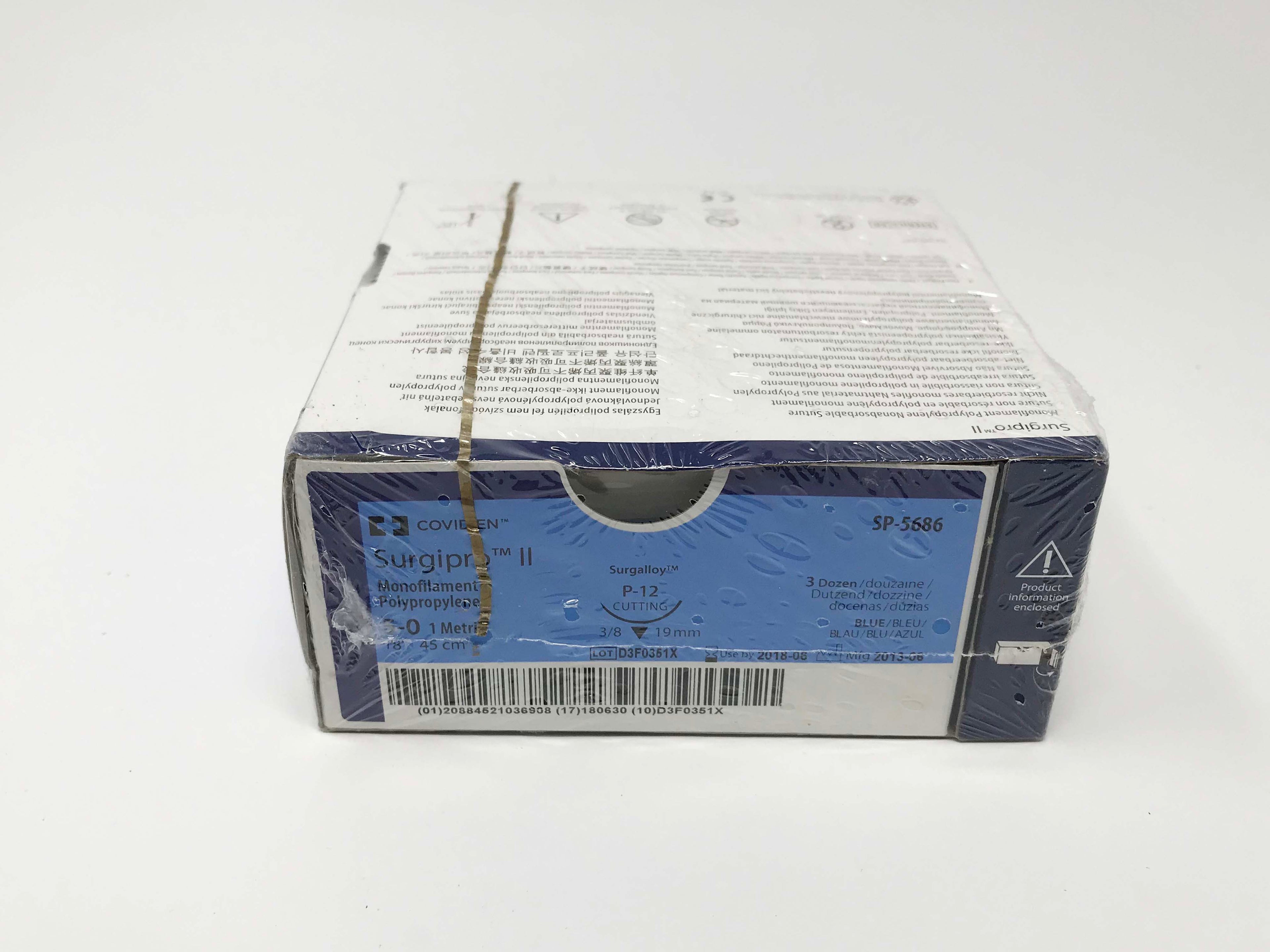 Covidien Surgipro II SP-5686 Monofilament Polypropylene 5-0 Sutures Box of (36)