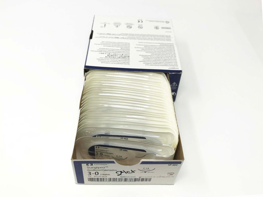 Covidien Surgipro Monofilament Polypropylene 3-0 45cm Syneture Suture Box of 24
