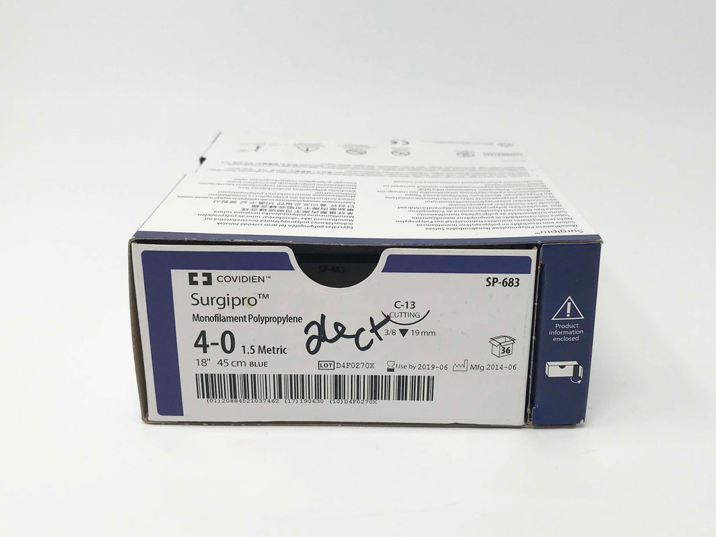 Covidien Surgipro Monofilament Polypropylene 4-0 45cm Syneture Suture Box of 26