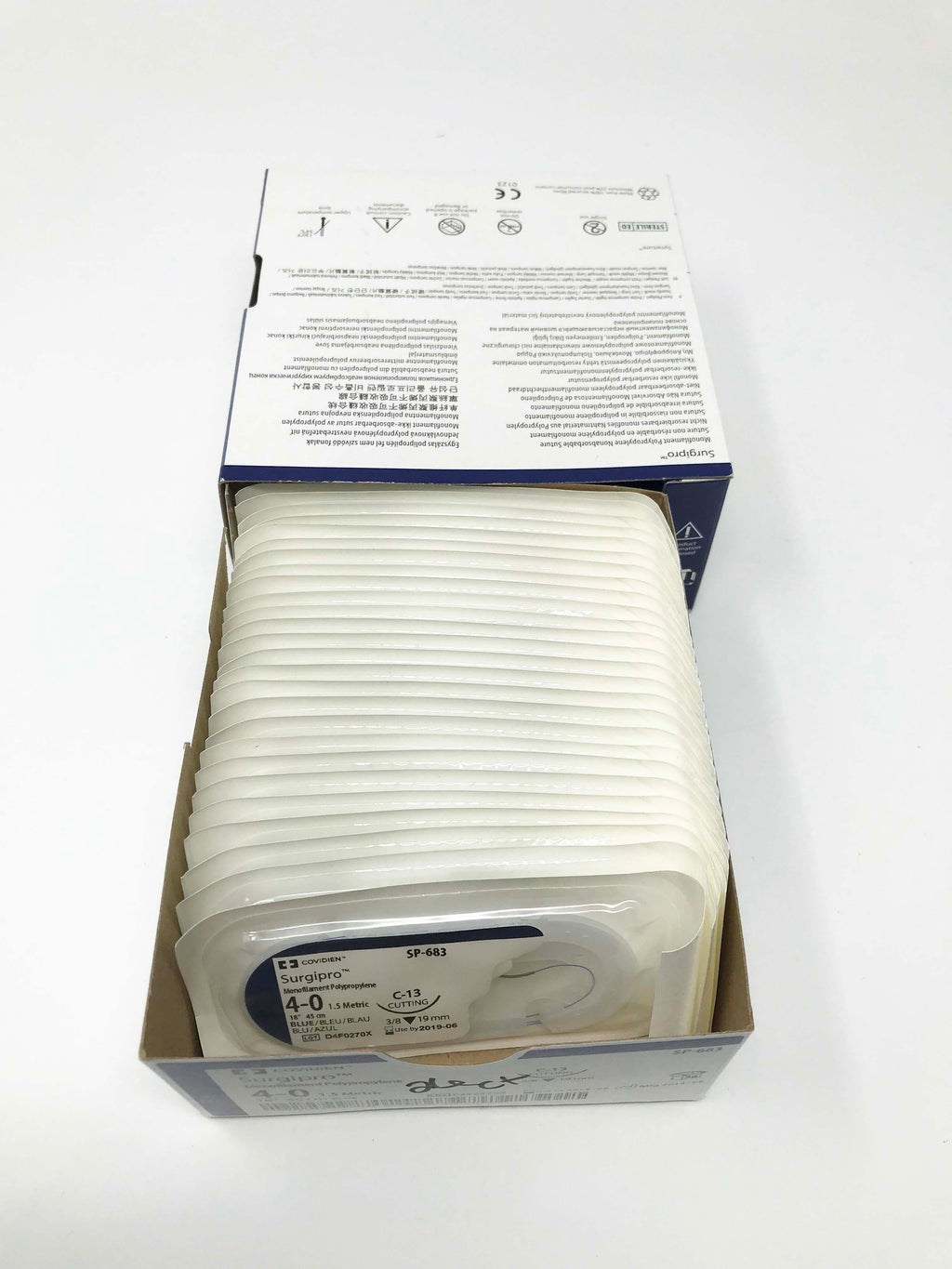 Covidien Surgipro Monofilament Polypropylene 4-0 45cm Syneture Suture Box of 26