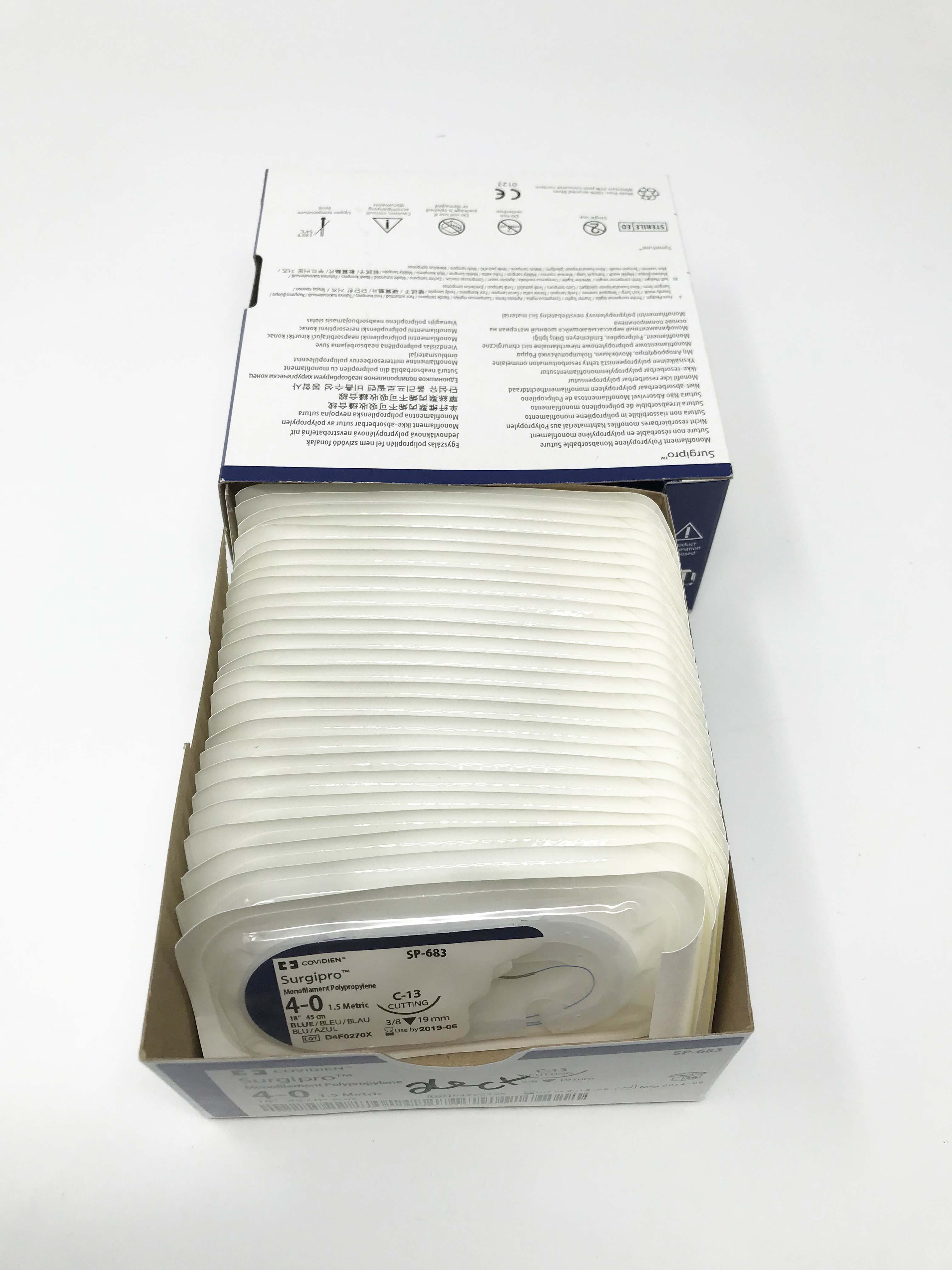Covidien Surgipro Monofilament Polypropylene 4-0 45cm Syneture Suture Box of 26