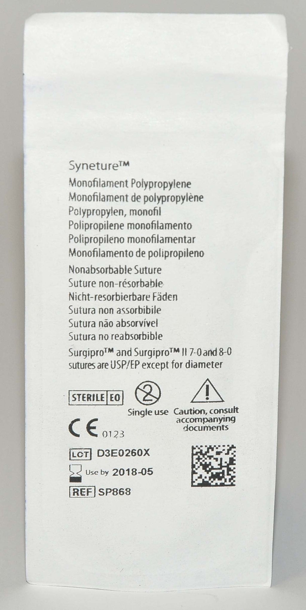 Covidien Surgipro SP-868 Blue Monofilament Polypropylene 2-0 C-15 Cutting LOT/12