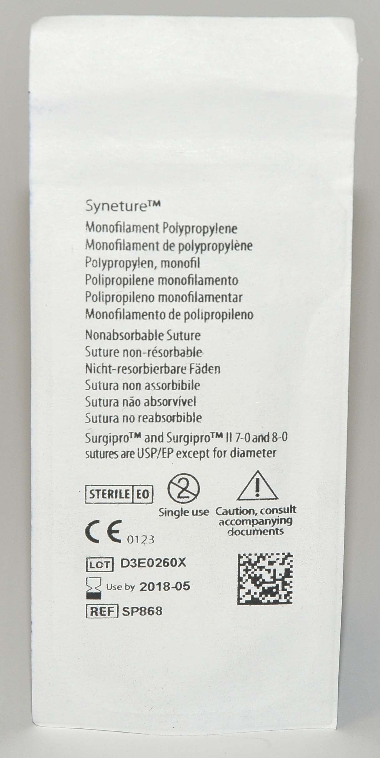 Covidien Surgipro SP-868 Blue Monofilament Polypropylene 2-0 C-15 Cutting LOT/12