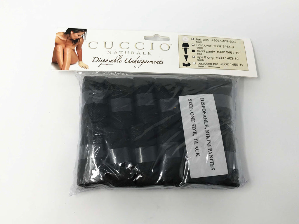 Cuccio Disposable Spa Medical Patient Undergarments Black Bikini Panty (28 Pack)