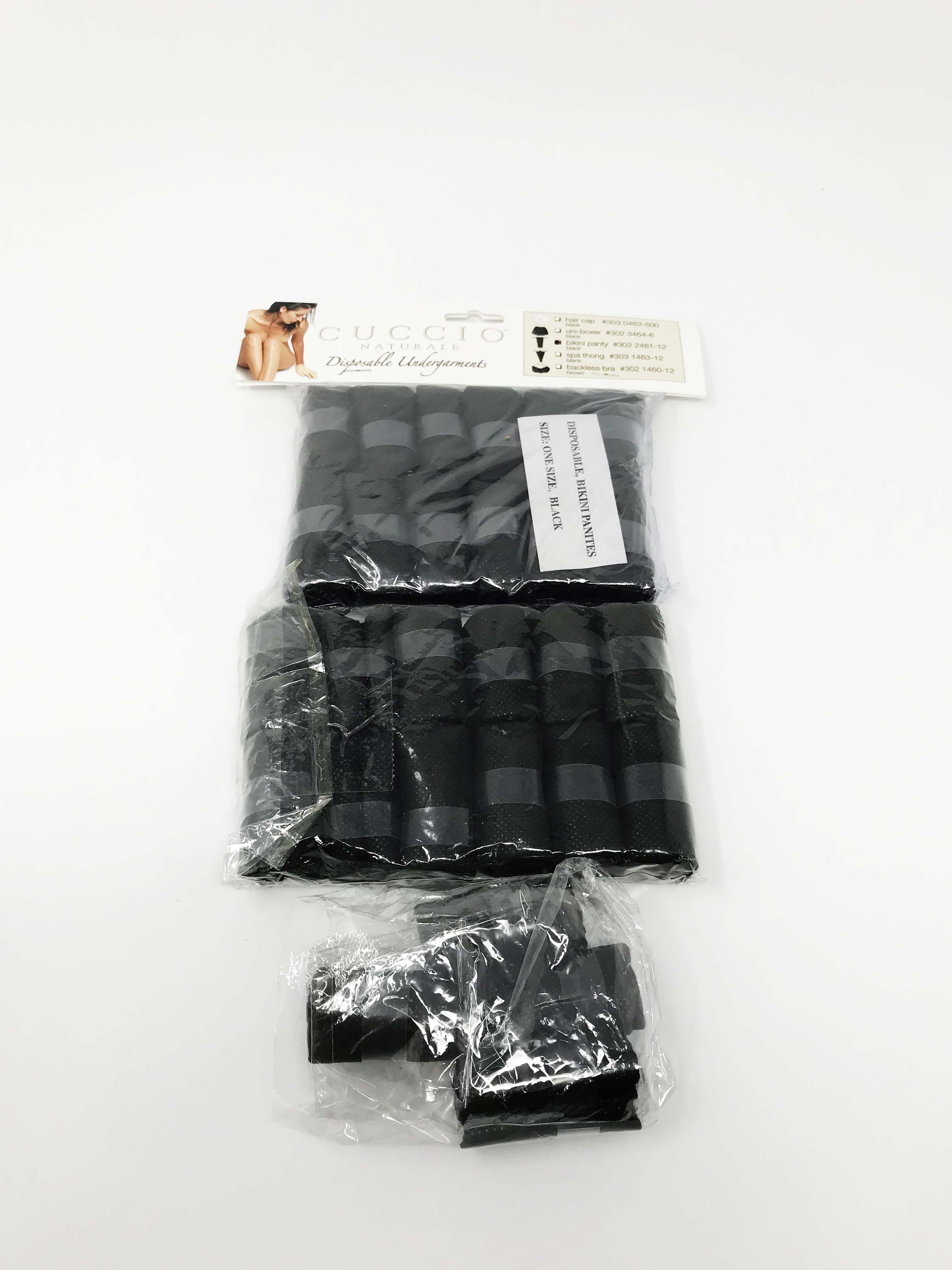 Cuccio Disposable Spa Medical Patient Undergarments Black Bikini Panty (28 Pack)