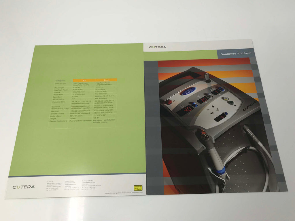 Cutera CoolGlide Excel HR SR Laser Platform Sales Marketing Brochure (x25 Pcs)