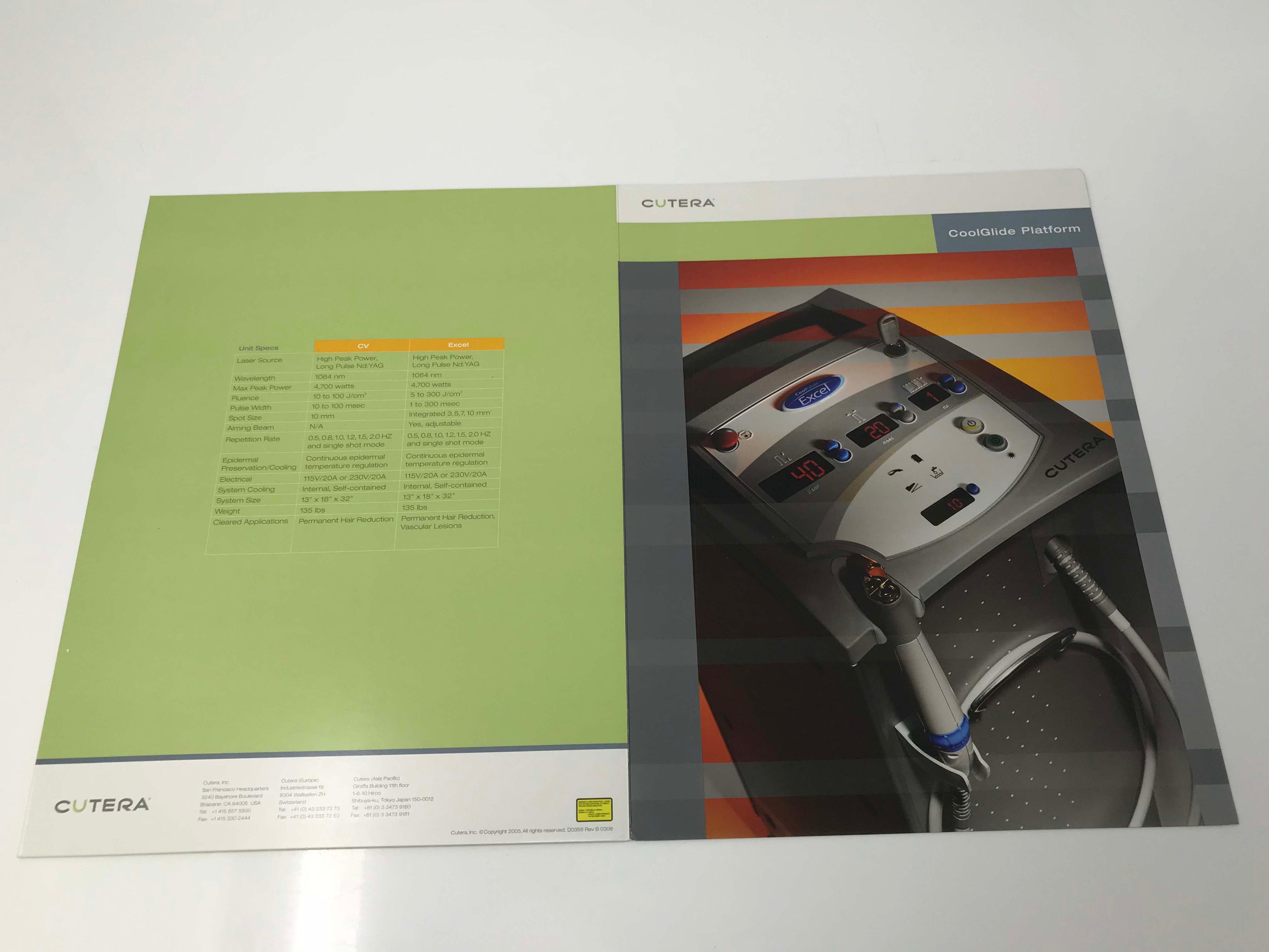 Cutera CoolGlide Excel HR SR Laser Platform Sales Marketing Brochure (x25 Pcs)